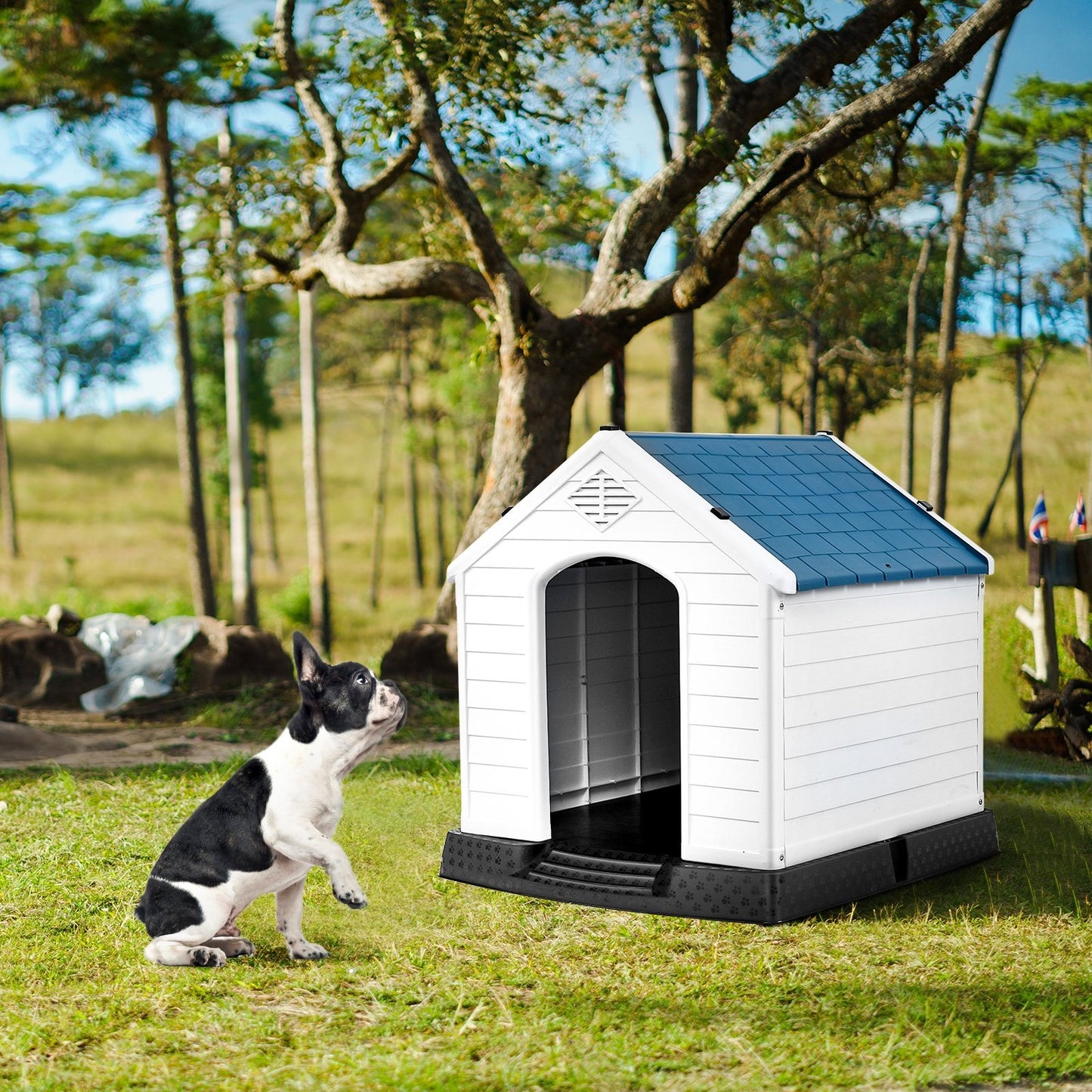 Plastic Waterproof Ventilate Pet Puppy House, Blue Dog Kennels   at Gallery Canada