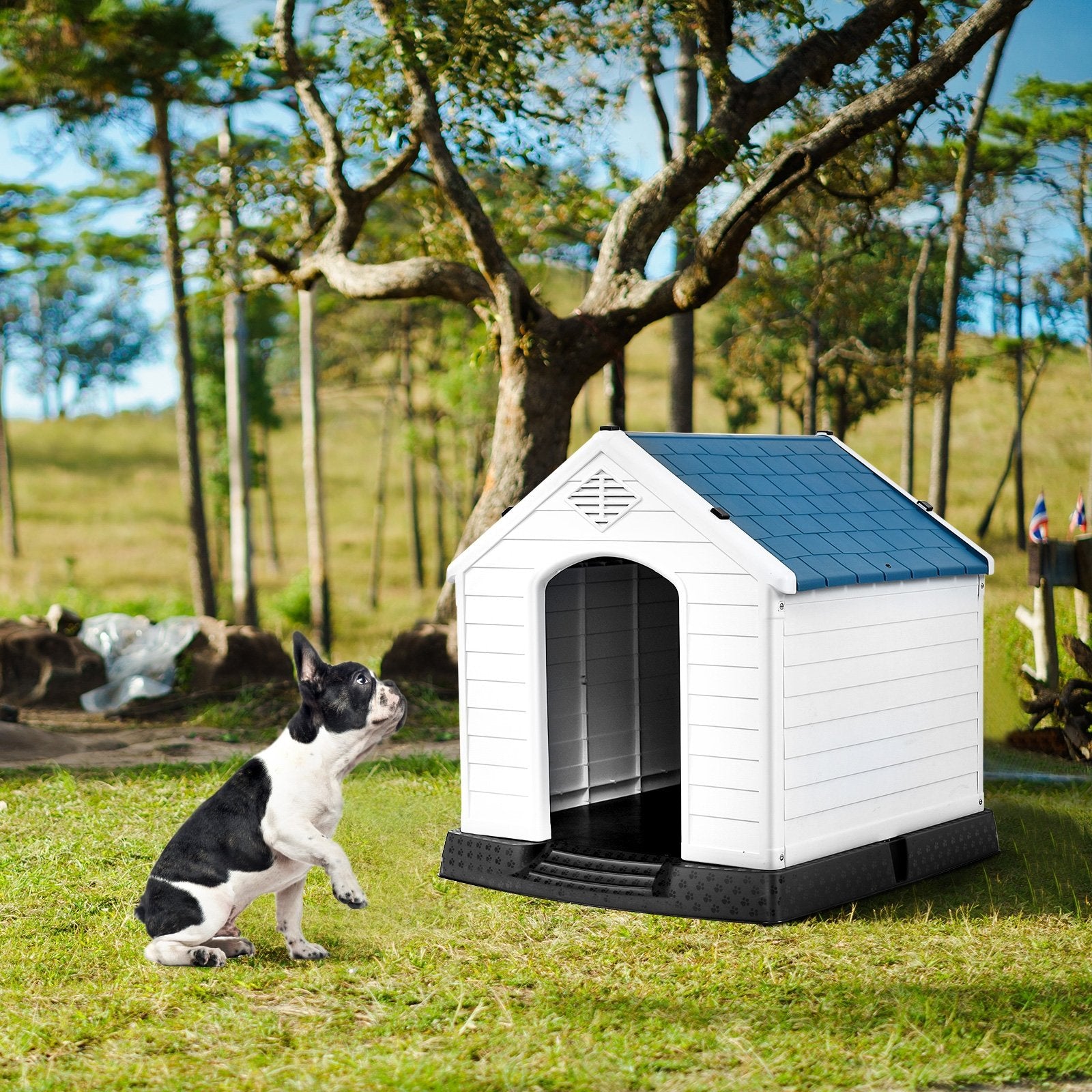 Plastic Waterproof Ventilate Pet Puppy House, Blue - Gallery Canada