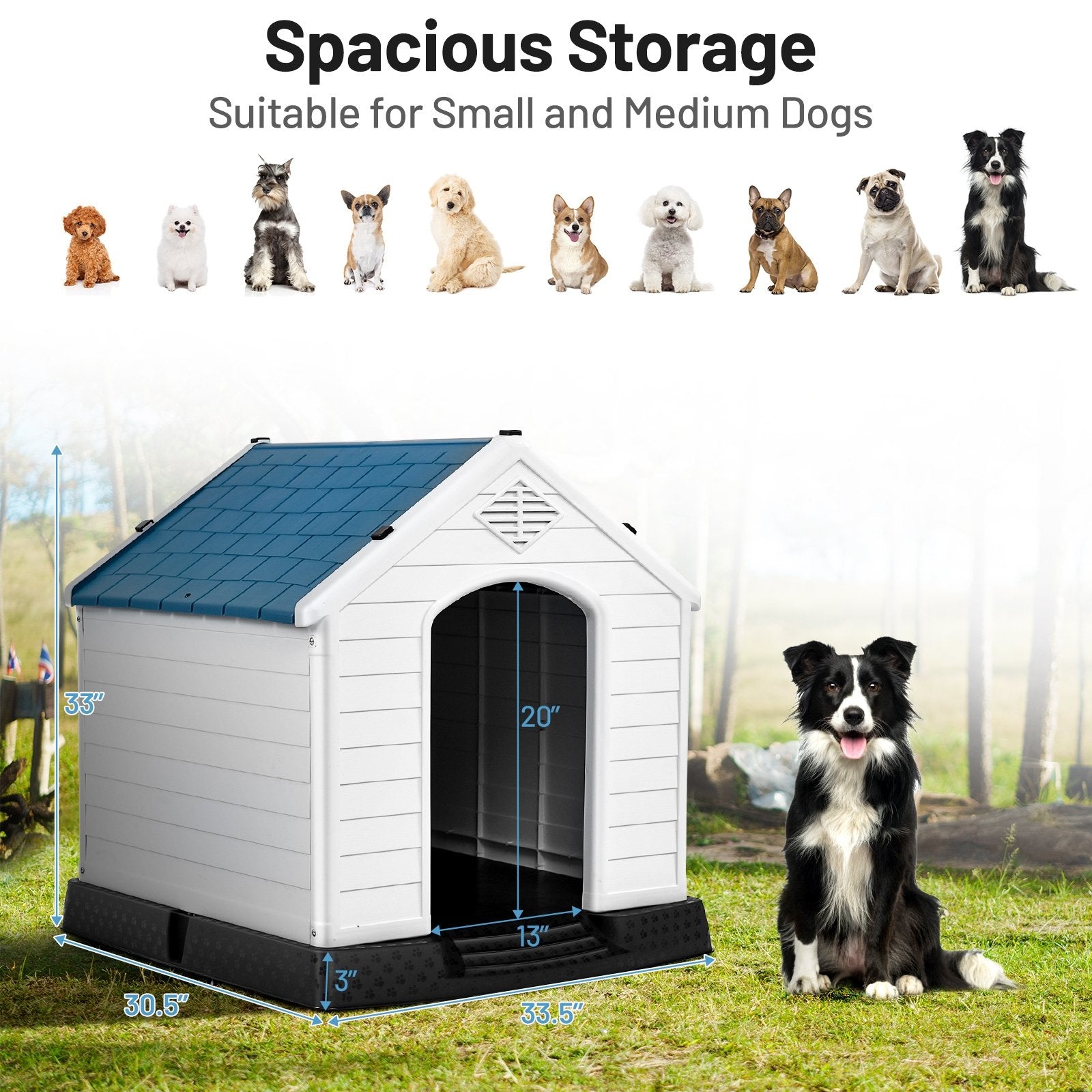 Plastic Waterproof Ventilate Pet Puppy House, Blue Dog Kennels   at Gallery Canada