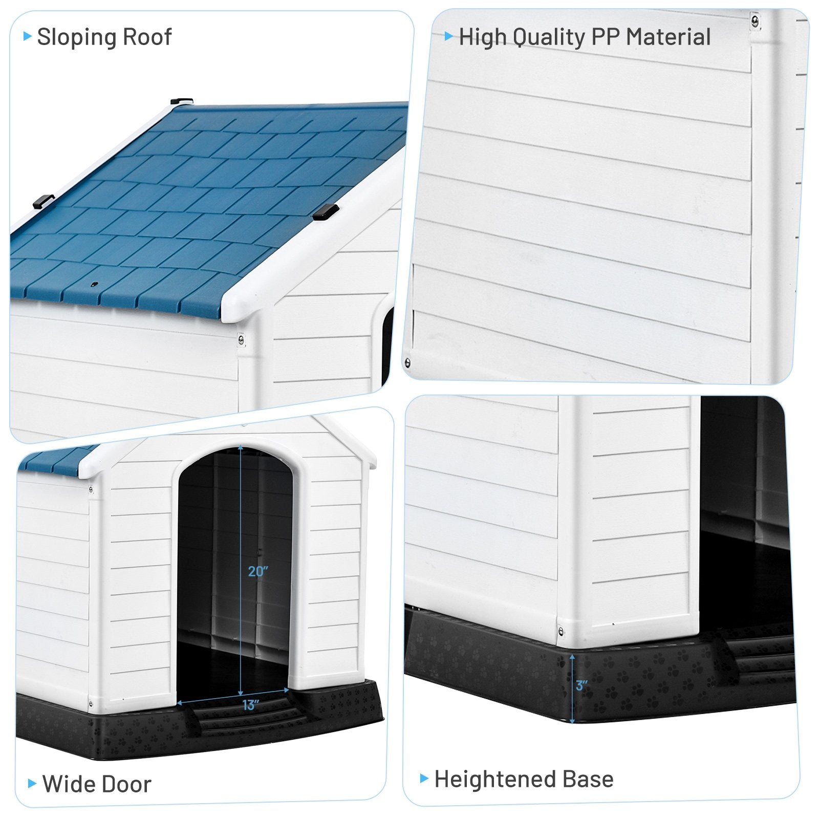 Plastic Waterproof Ventilate Pet Puppy House, Blue Dog Kennels   at Gallery Canada