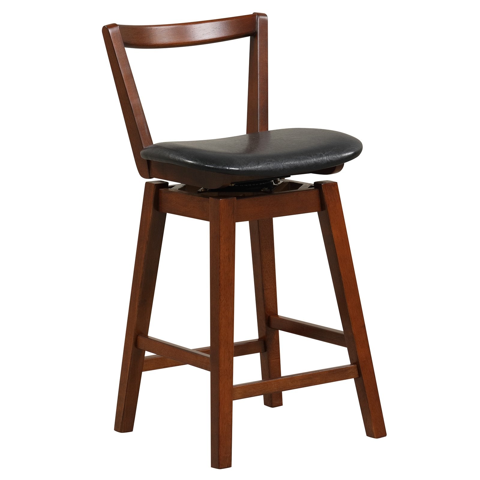 Swivel Upholstered PU Leather Stool with Backrest and Cushioned Seat-26 inches, Brown Bar Stools   at Gallery Canada