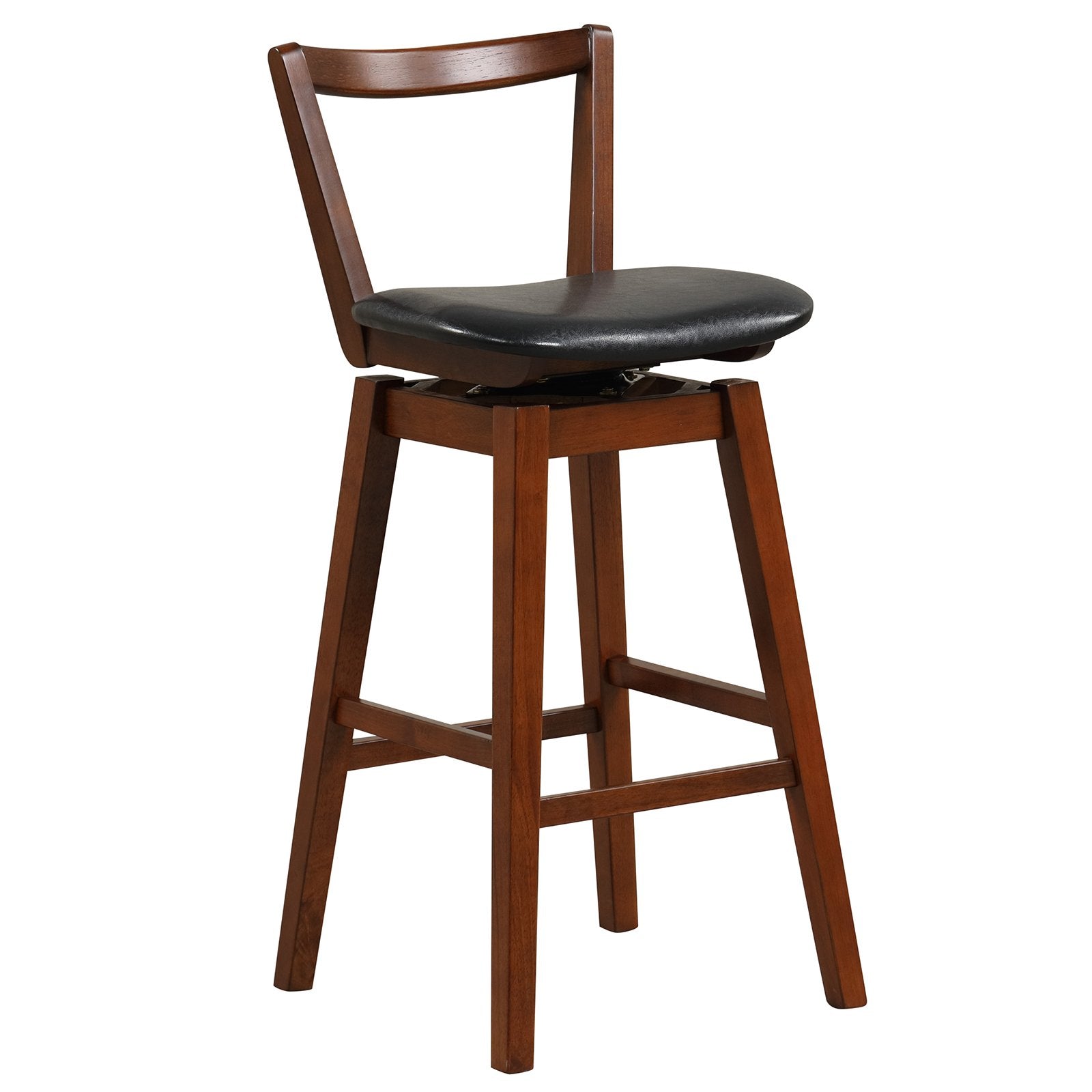 Swivel Upholstered PU Leather Stool with Backrest and Cushioned Seat-30.5 inches, Brown Bar Stools   at Gallery Canada