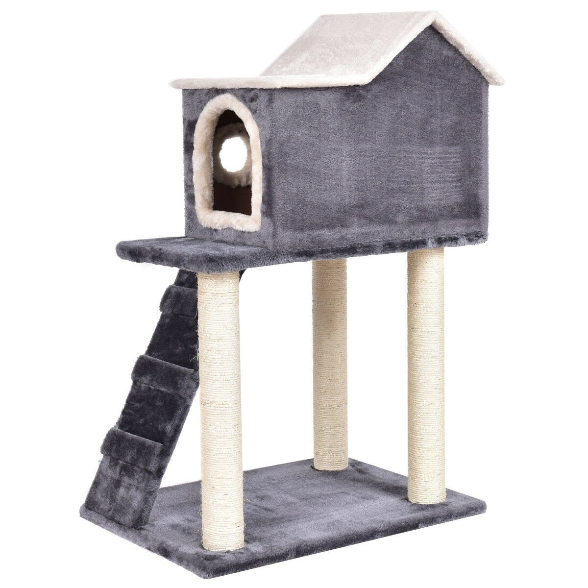 36 Inch Tower Condo Scratching Posts Ladder Cat Tree, Dark Gray Cat Trees Condos & Scratchers   at Gallery Canada