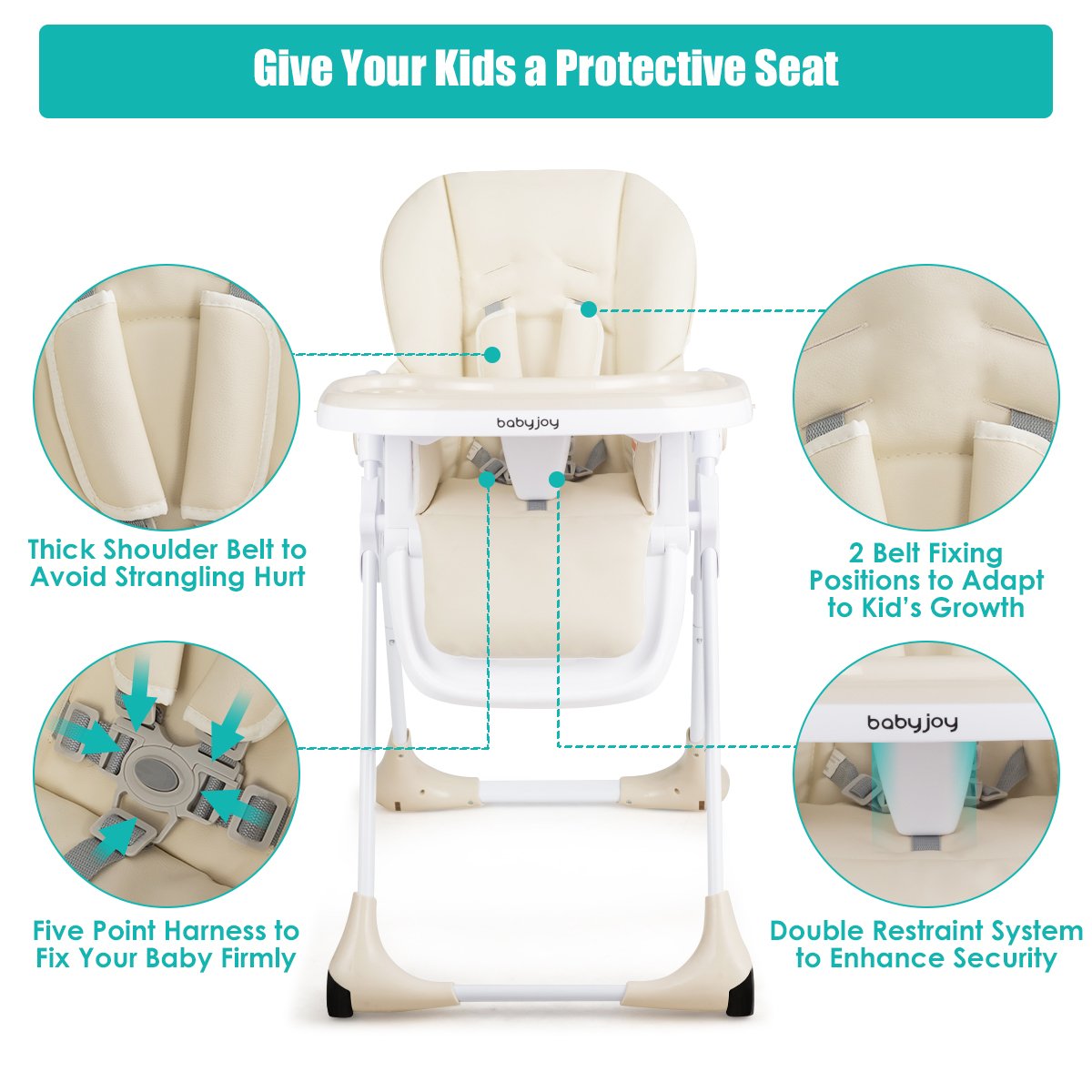 Baby Convertible High Chair with Wheels, Beige - Gallery Canada