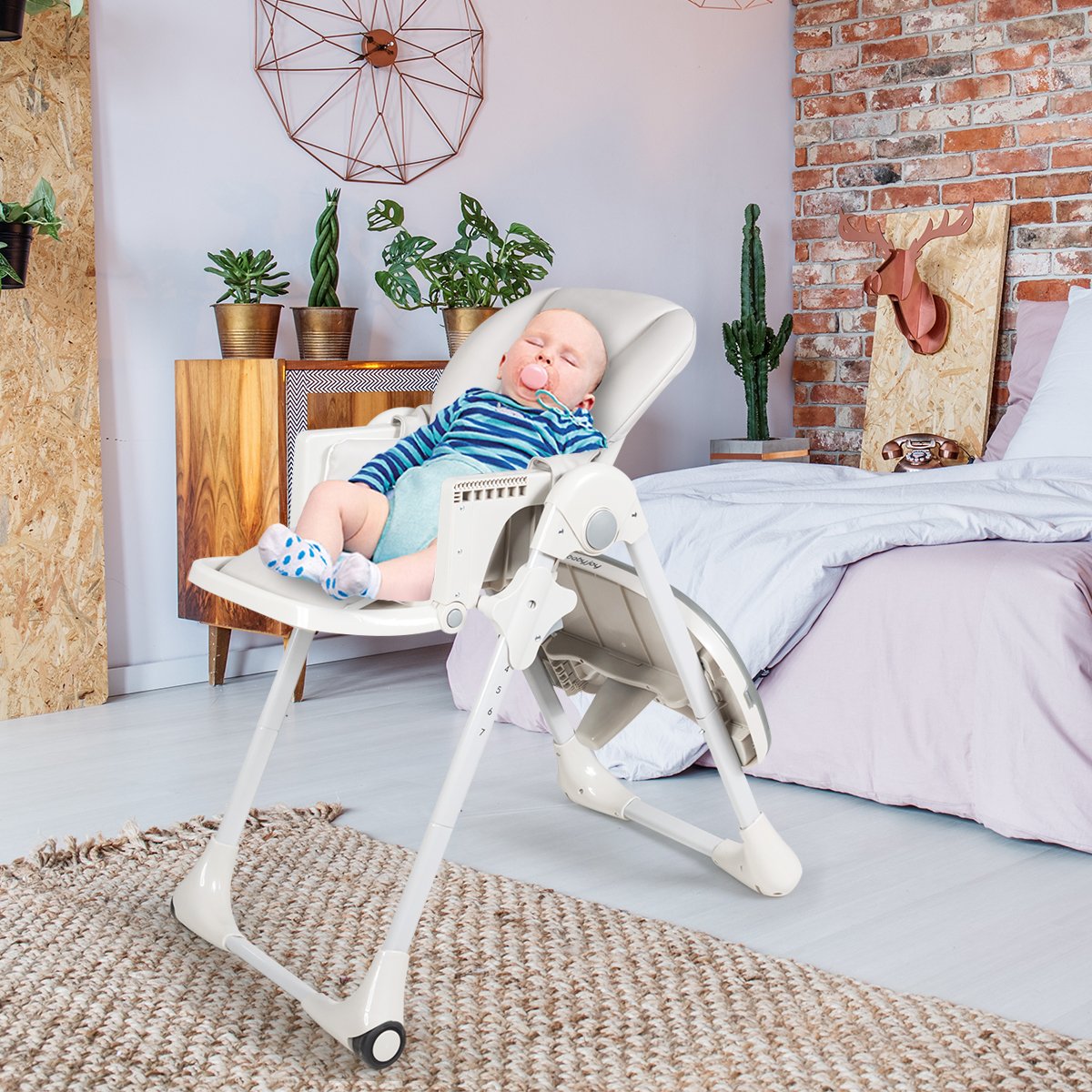 Baby Convertible High Chair with Wheels, Gray High Chairs   at Gallery Canada