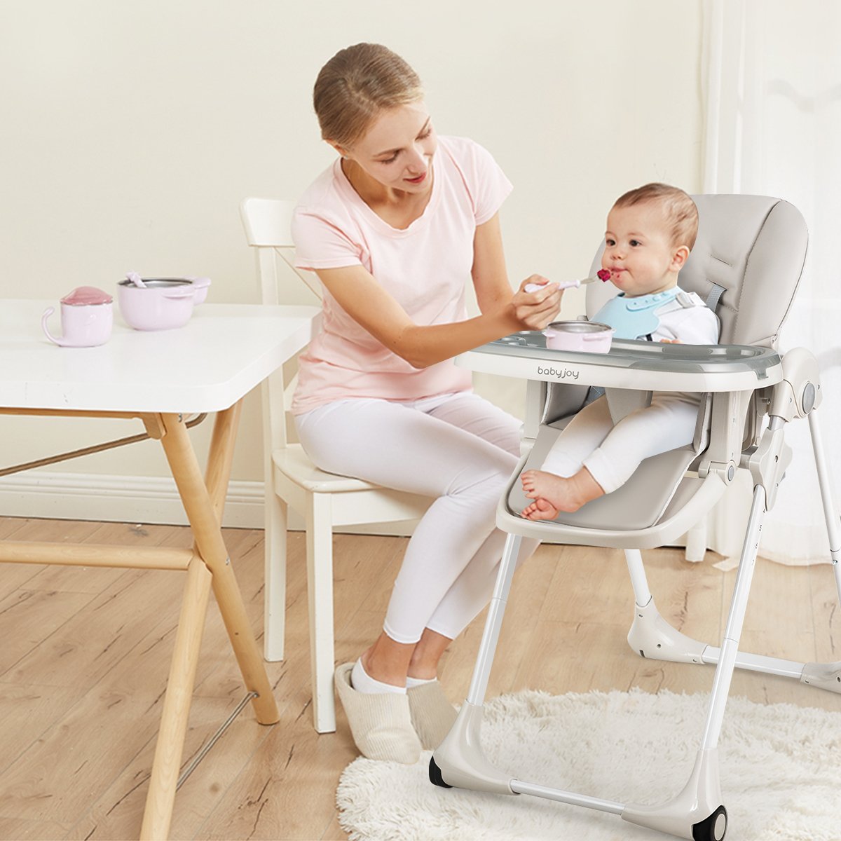 Baby Convertible High Chair with Wheels, Gray High Chairs   at Gallery Canada