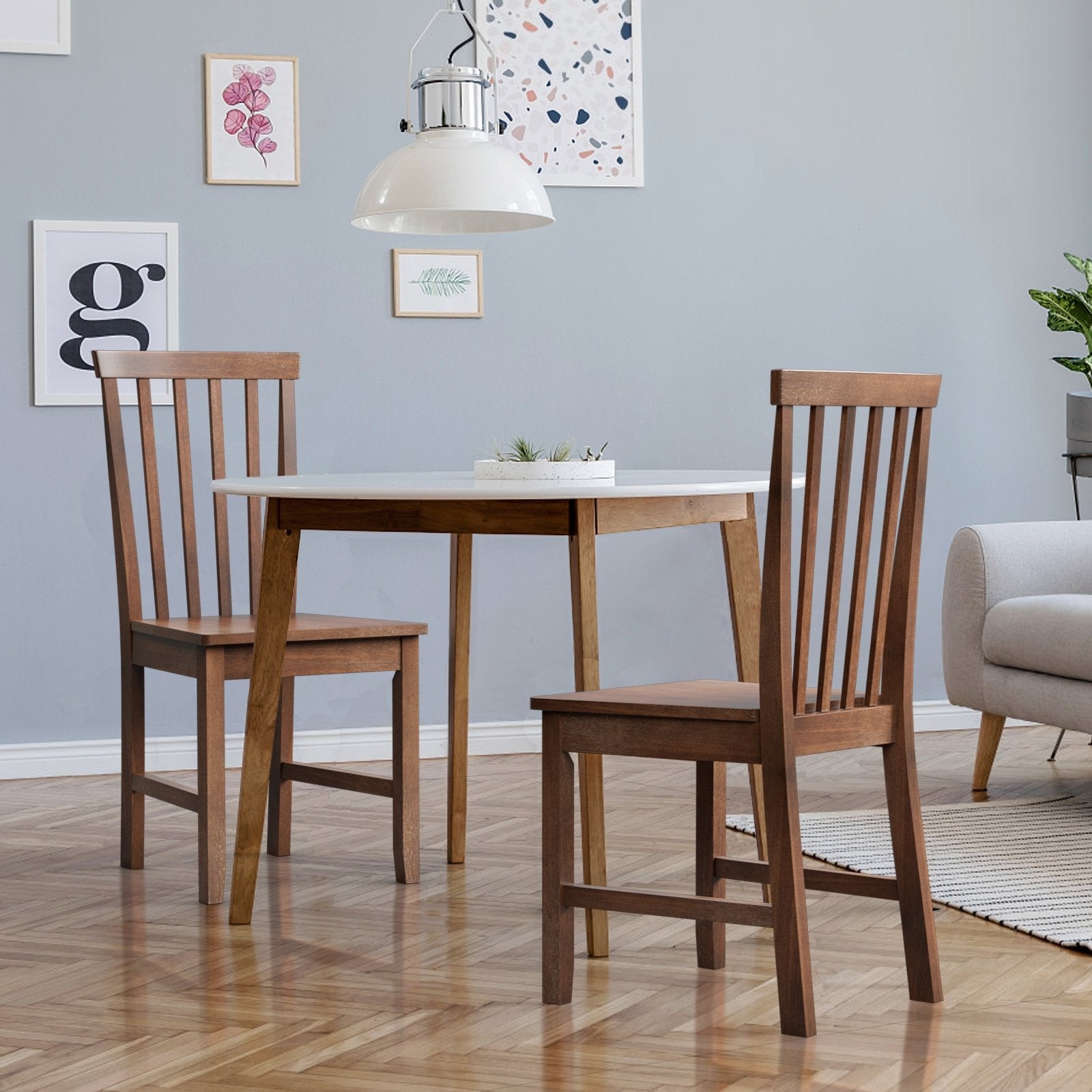 Set of 2 Dining Chairs with Solid Wooden Legs, Walnut Dining Chairs   at Gallery Canada