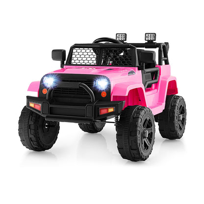 12V Kids Ride On Truck with Remote Control and Headlights, Pink Powered Ride On Toys Pink  at Gallery Canada