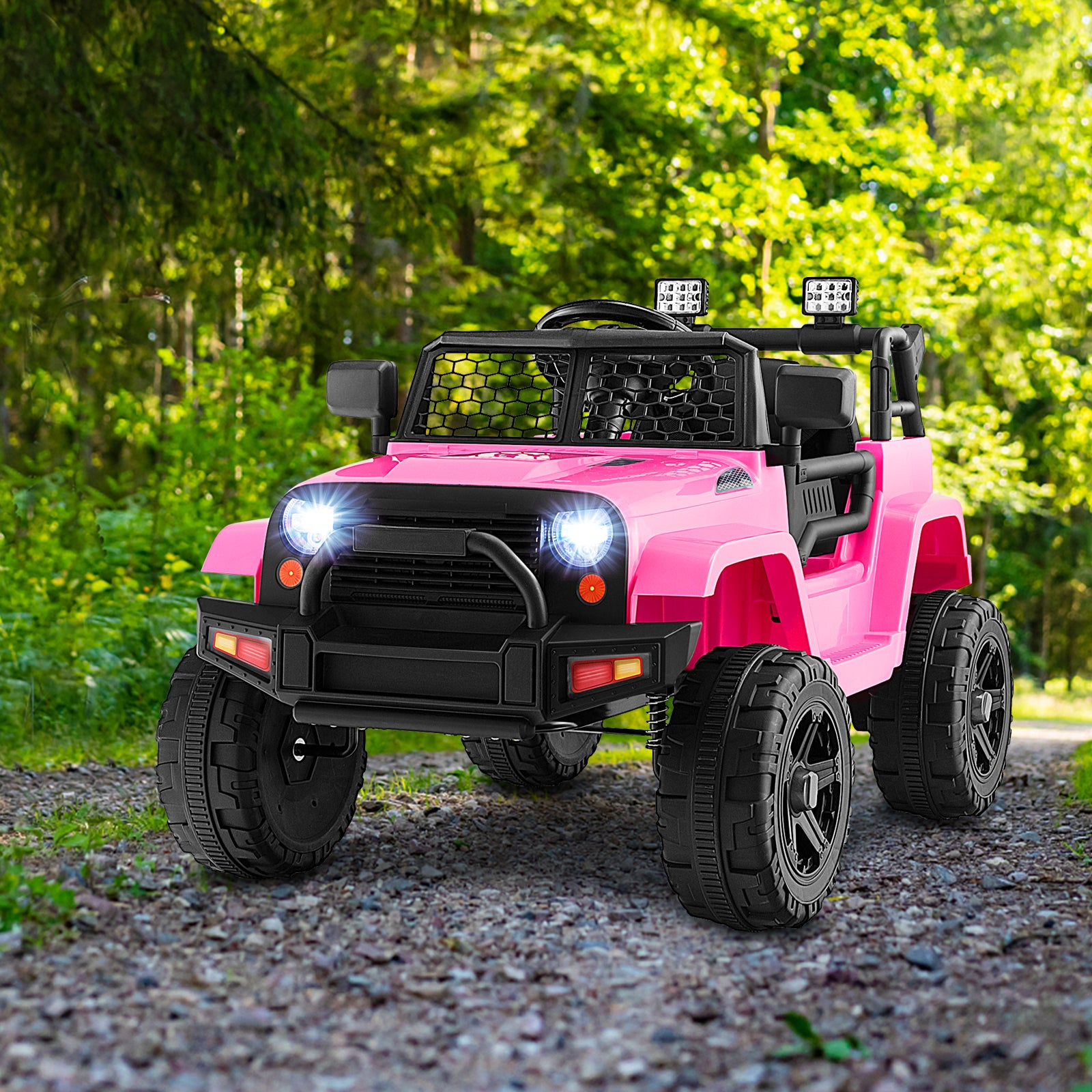 12V Kids Ride On Truck with Remote Control and Headlights, Pink Powered Ride On Toys   at Gallery Canada