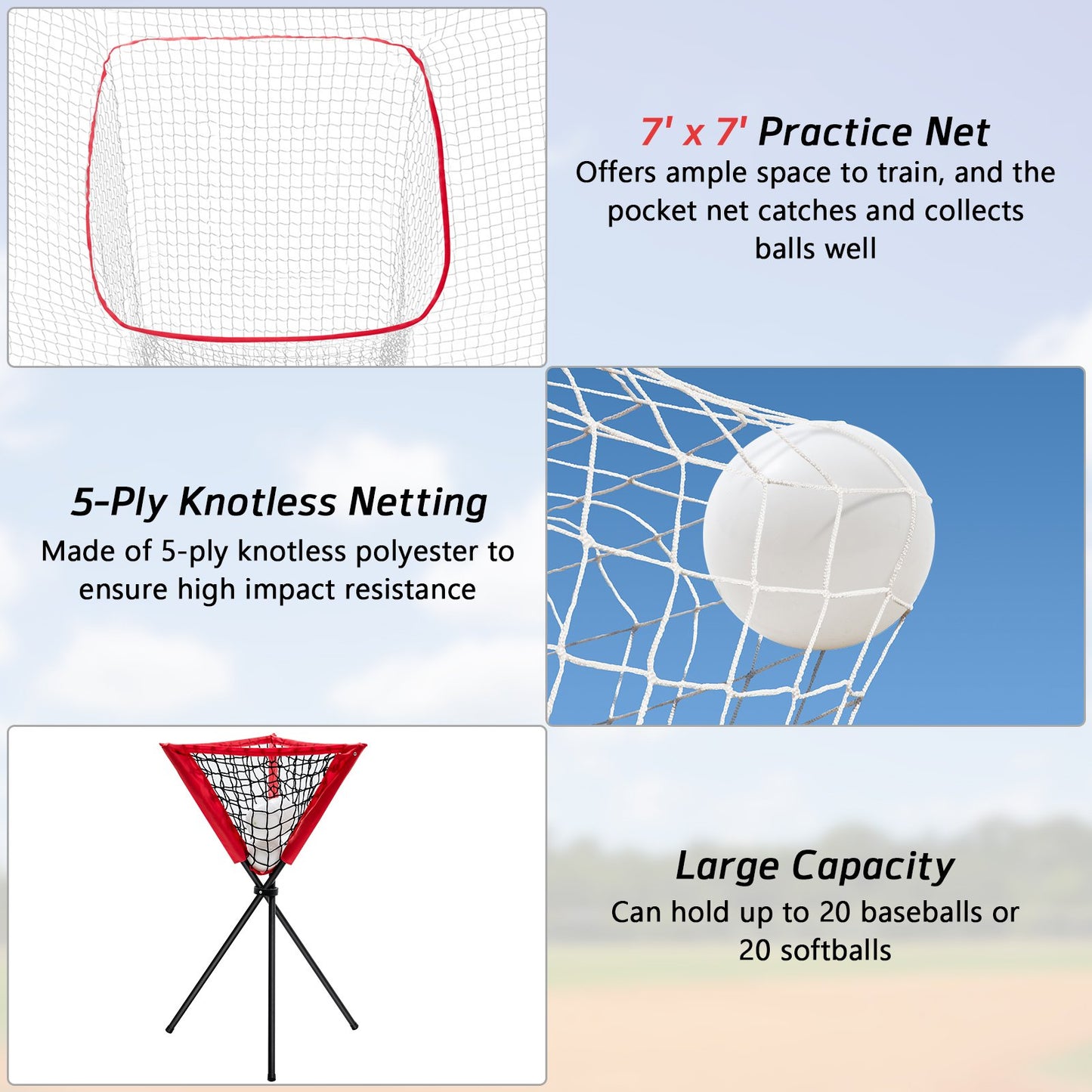 Portable Practice Net Kit with 3 Carrying Bags, Red Sport Equipments   at Gallery Canada