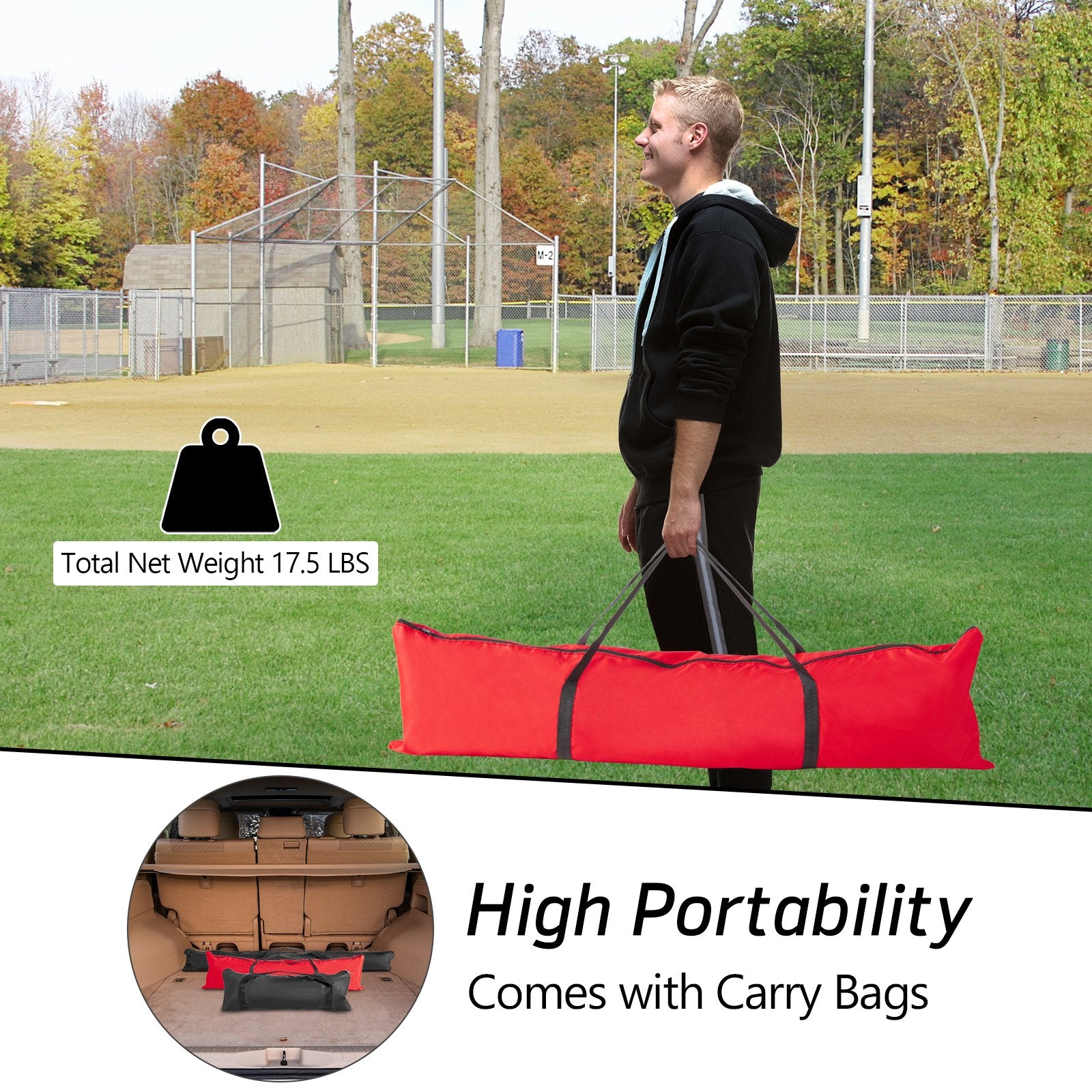 Portable Practice Net Kit with 3 Carrying Bags, Red Sport Equipments   at Gallery Canada