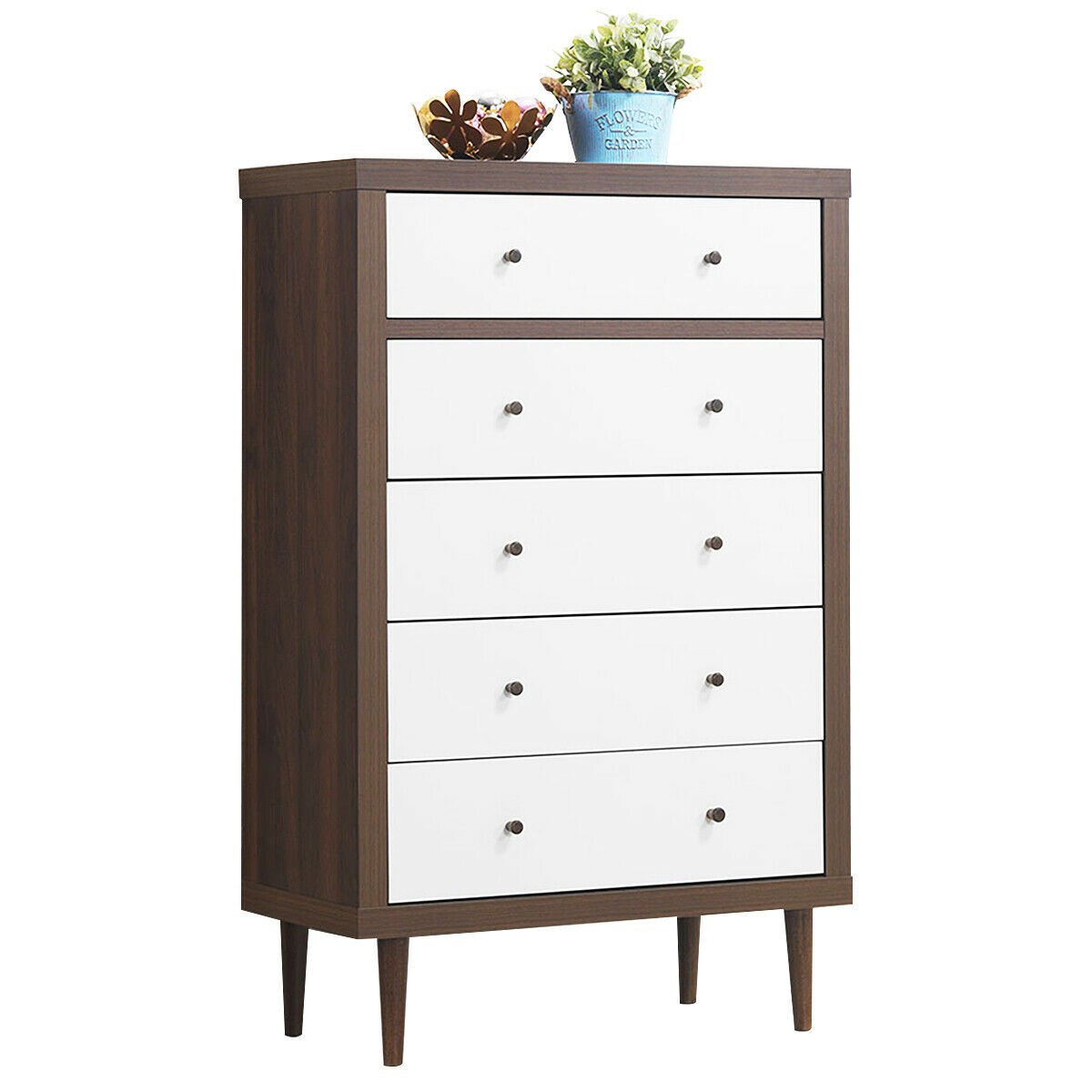 Antique-Style Free-Standing Dresser with 5 Drawers, White Dressers & Chests   at Gallery Canada