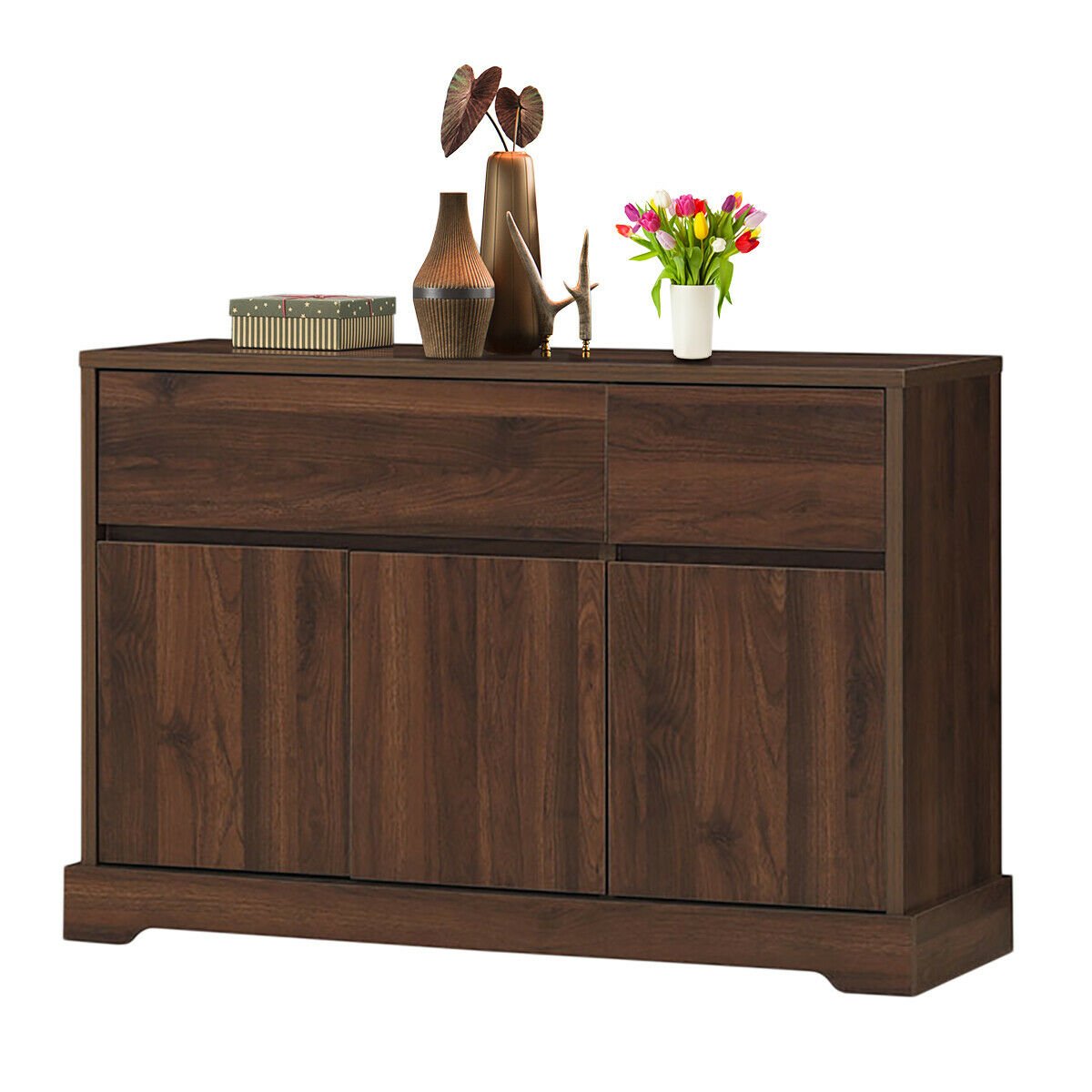 Storage Buffet Sideboard with 2 Drawers and 2 Cabinets, Walnut Sideboards Cabinets & Buffets   at Gallery Canada