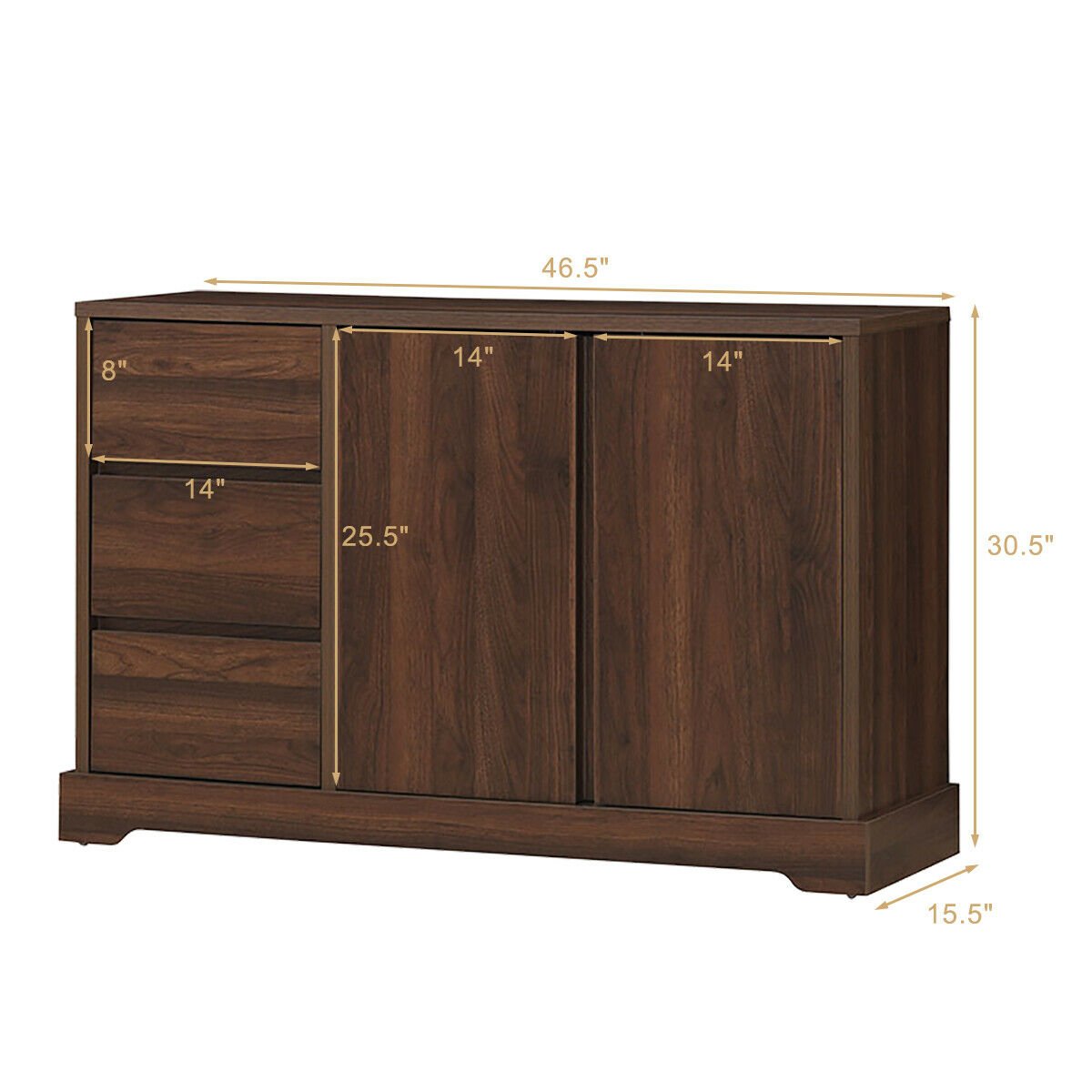 Buffet Sideboard Storage Console Table with 3 Drawers and 2-Door Cabinets Sideboards Cabinets & Buffets   at Gallery Canada