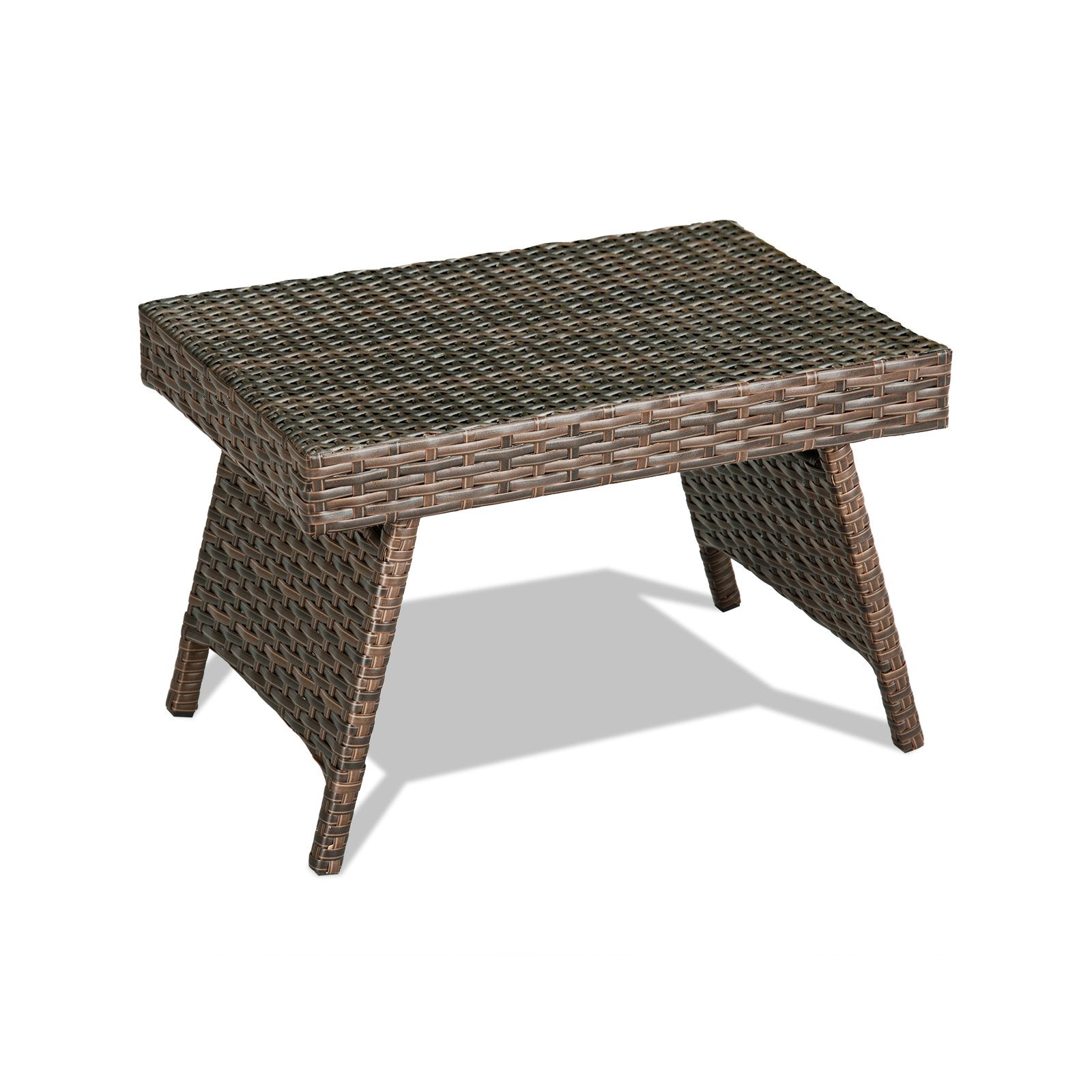 Folding PE Rattan Side Coffee Table Patio Garden Furniture, Brown Patio Coffee Tables   at Gallery Canada