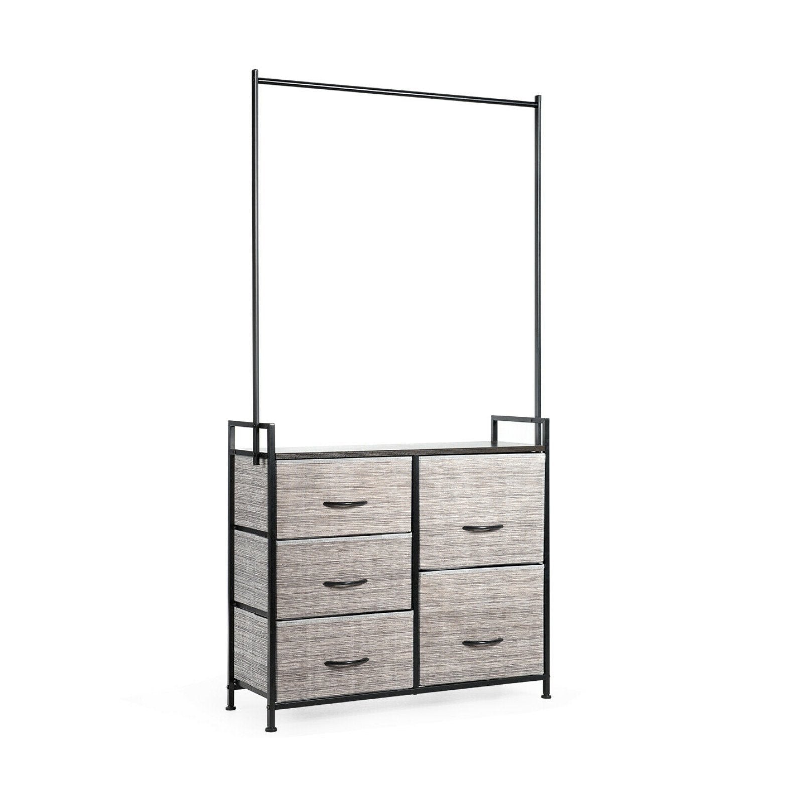 5 Fabric Drawers Dresser with Metal Frame and Wooden Top, Gray Clothing & Closet Storage Gray at Gallery Canada