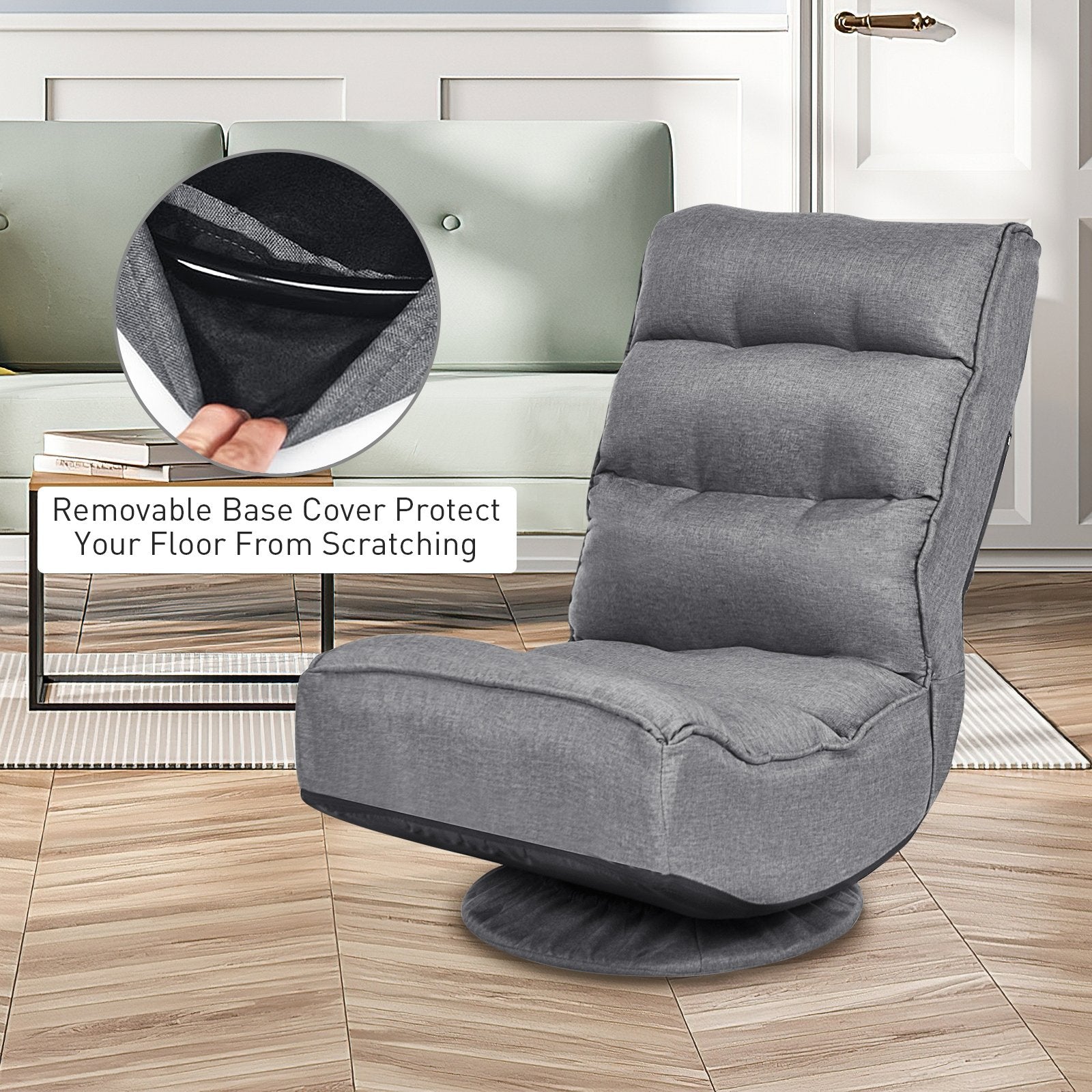 5-Position Folding Floor Gaming Chair, Gray Floor Chairs   at Gallery Canada