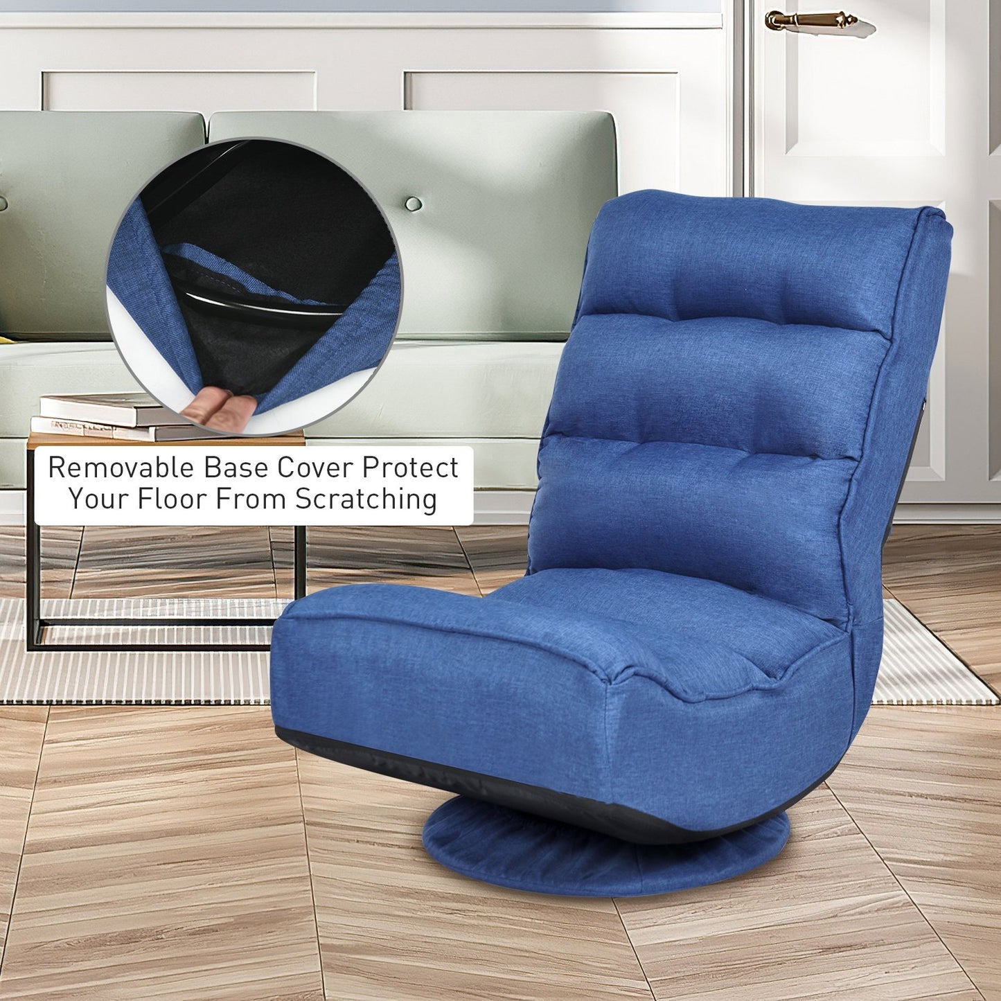 5-Position Folding Floor Gaming Chair, Navy Floor Chairs   at Gallery Canada