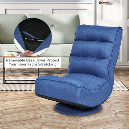 5-Position Folding Floor Gaming Chair, Navy - Gallery Canada