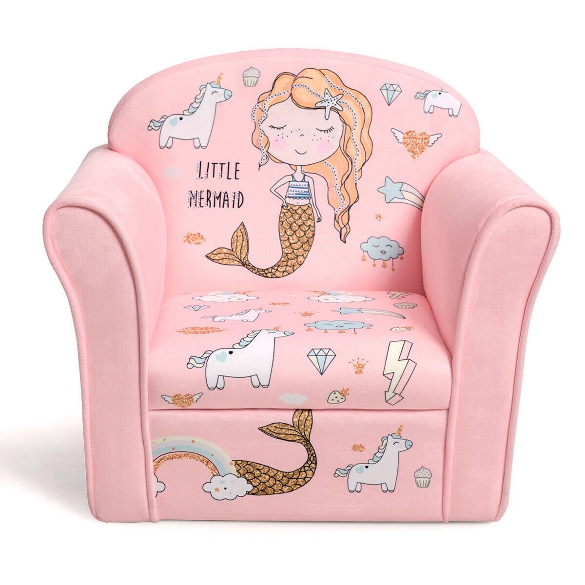 Kids Mermaid Armrest Couch Upholstered Sofa, Pink Kids Chairs & Seating   at Gallery Canada