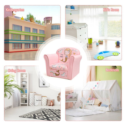 Kids Mermaid Armrest Couch Upholstered Sofa, Pink Kids Chairs & Seating   at Gallery Canada