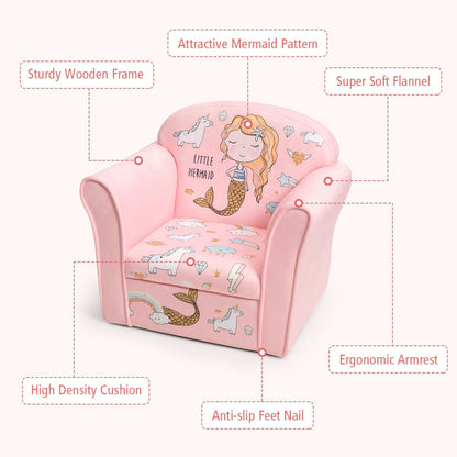 Kids Mermaid Armrest Couch Upholstered Sofa, Pink Kids Chairs & Seating   at Gallery Canada