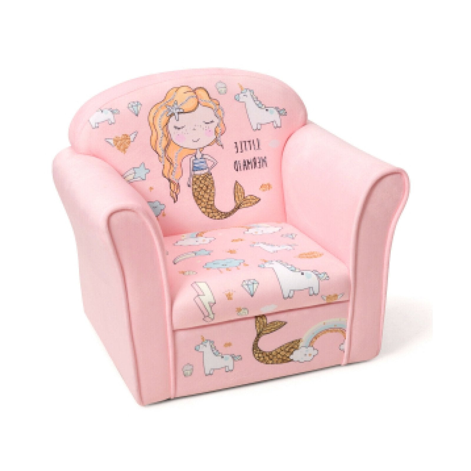 Kids Mermaid Armrest Couch Upholstered Sofa, Pink Kids Chairs & Seating   at Gallery Canada