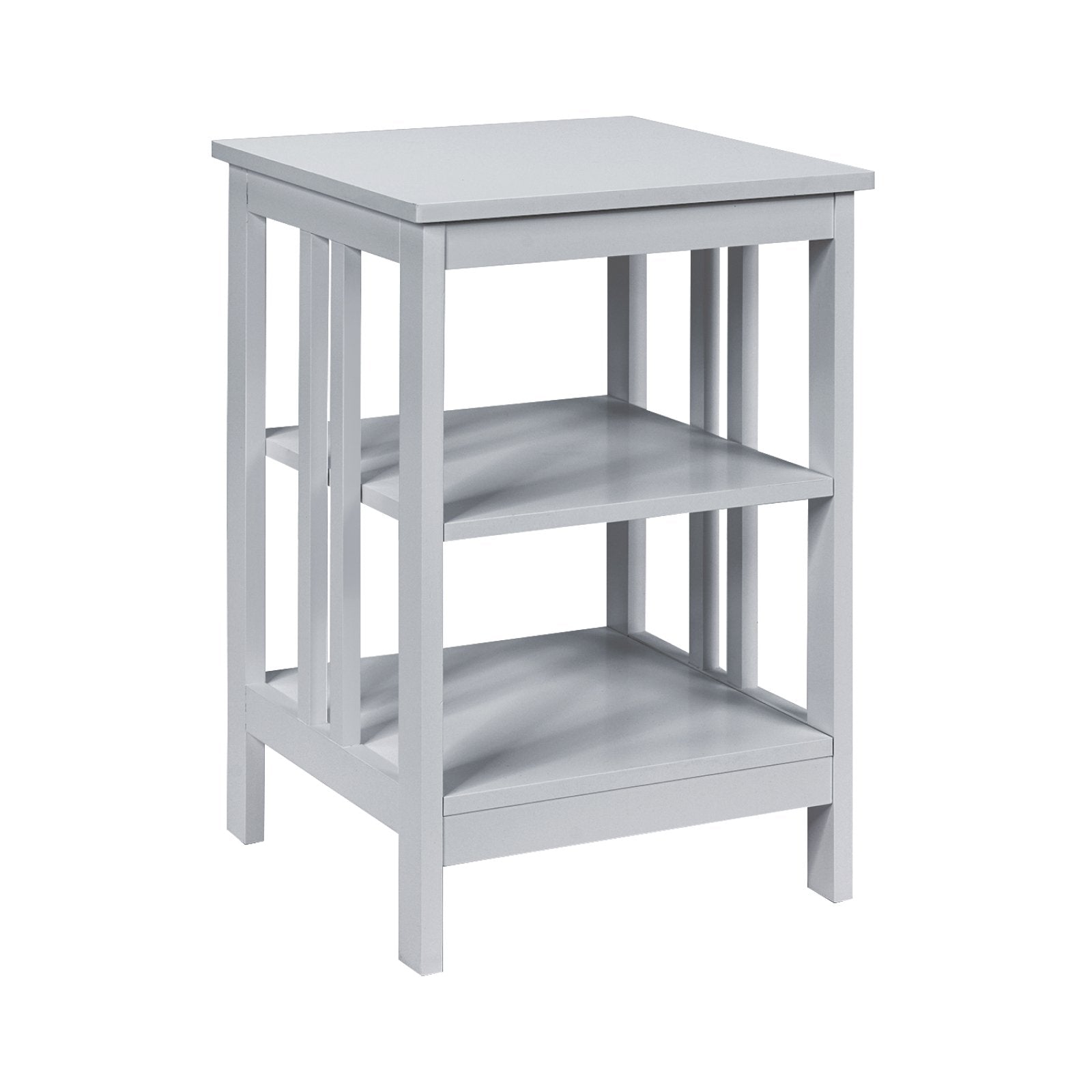 Set of 2 Multifunctional 3-Tier Nightstand Sofa Side Table with Reinforced Bars and Stable Structure, Gray Nightstands   at Gallery Canada