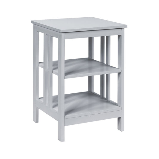 Set of 2 Multifunctional 3-Tier Nightstand Sofa Side Table with Reinforced Bars and Stable Structure, Gray - Gallery Canada