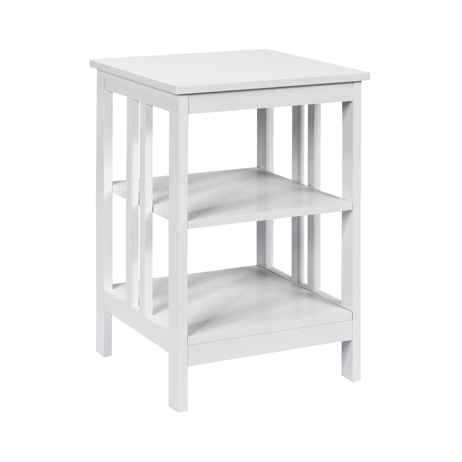 Set of 2 Multifunctional 3-Tier Nightstand Sofa Side Table with Reinforced Bars and Stable Structure, White Nightstands   at Gallery Canada