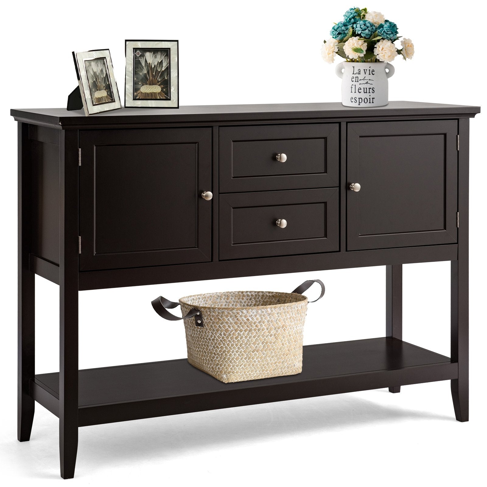 Wooden Sideboard Buffet Console Table with Drawers and Storage, Brown Console Tables   at Gallery Canada