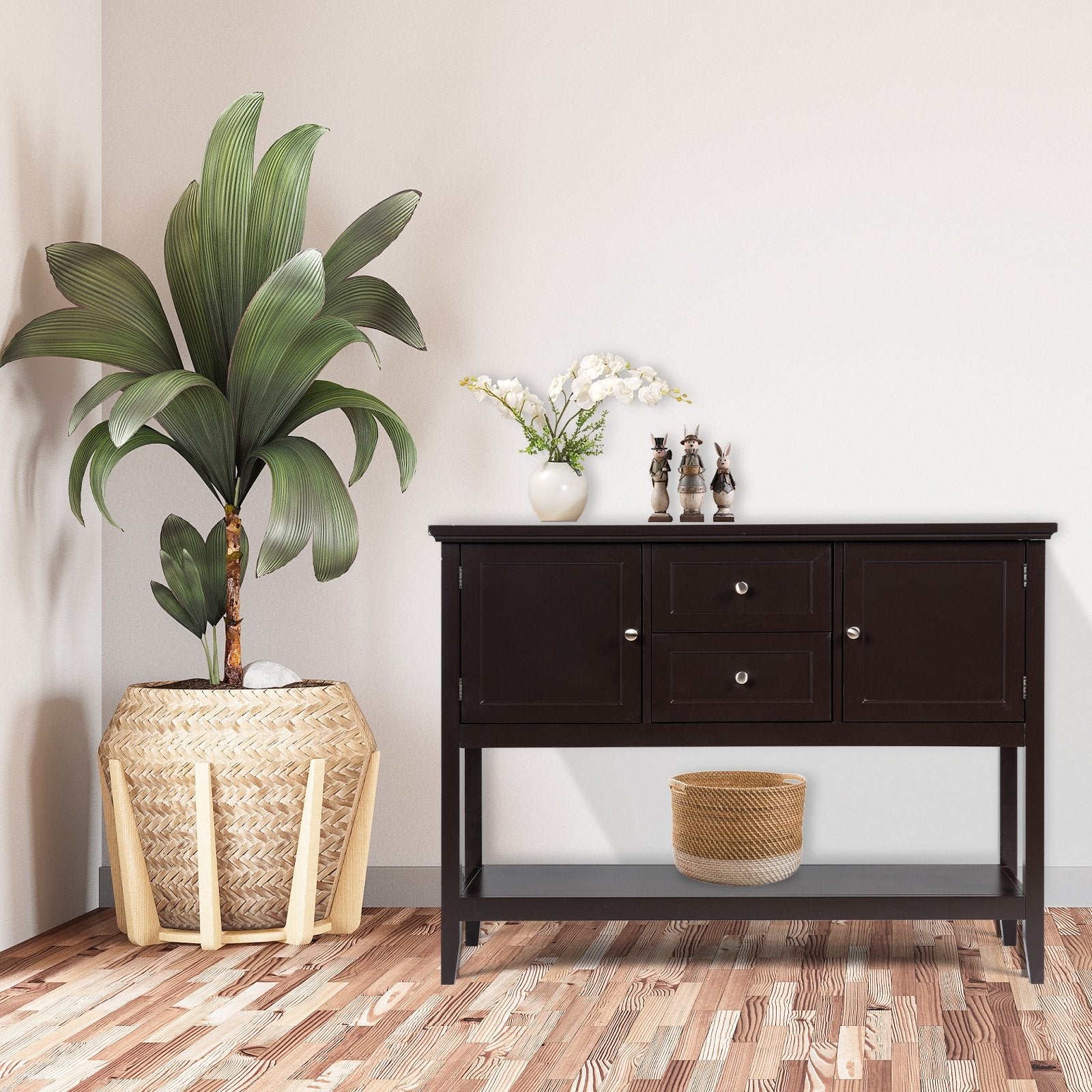 Wooden Sideboard Buffet Console Table with Drawers and Storage, Brown Console Tables   at Gallery Canada