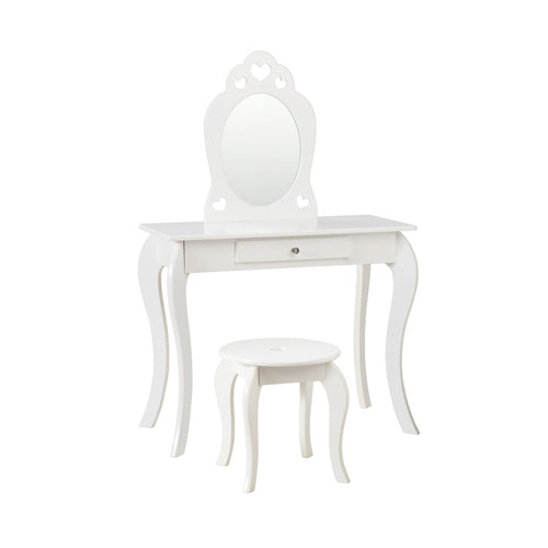 Kids Princess Makeup Dressing Play Table Set with Mirror , White