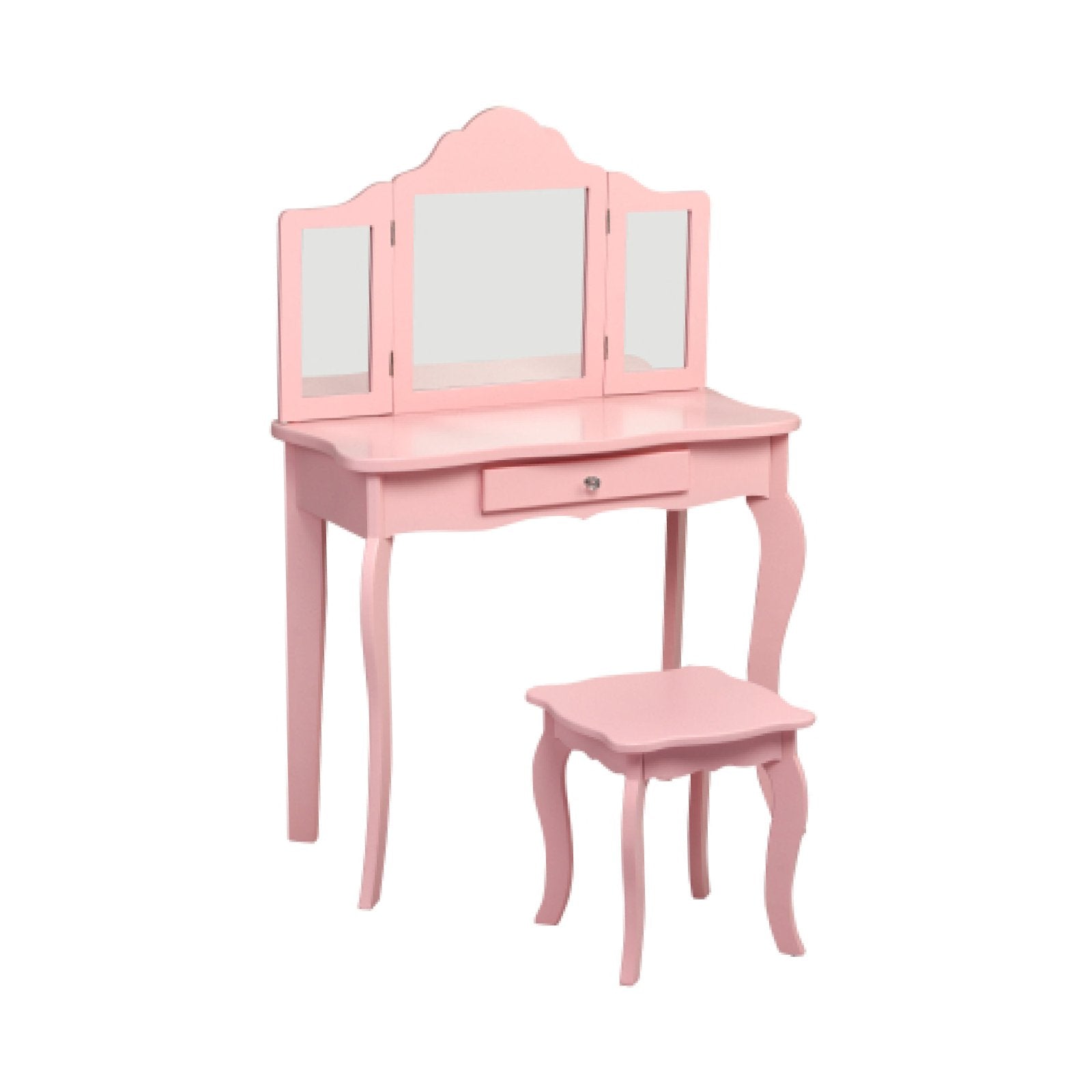 Kids Makeup Dressing Mirror Vanity Table Stool Set, Pink Kids Vanities   at Gallery Canada