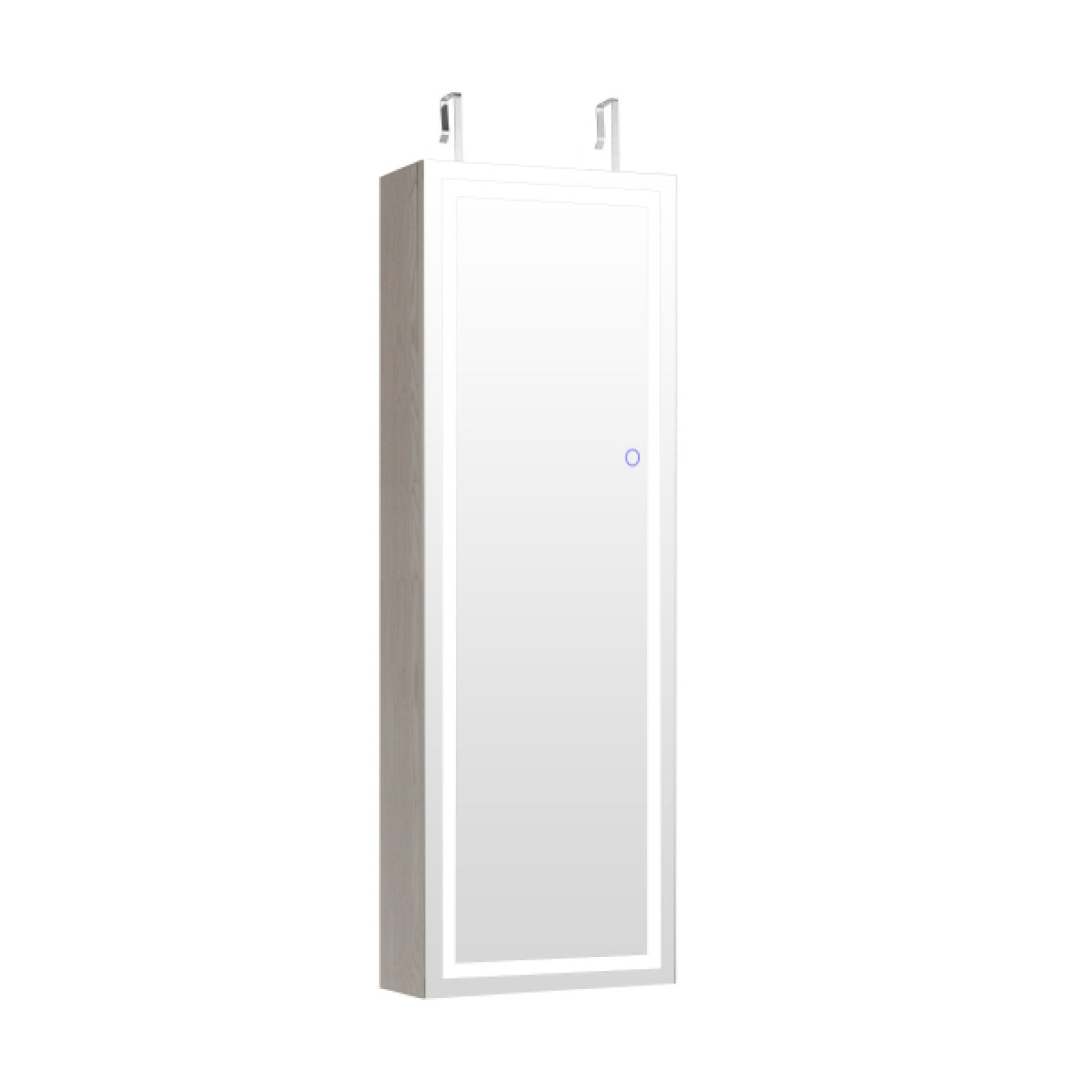 Mirrored Jewelry Armoire with Full Length Mirror and 2 Internal LED Lights, White Jewelry Armoires   at Gallery Canada