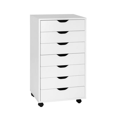 7-Drawer Chest Storage Dresser Floor Cabinet Organizer with Wheels, White - Gallery Canada