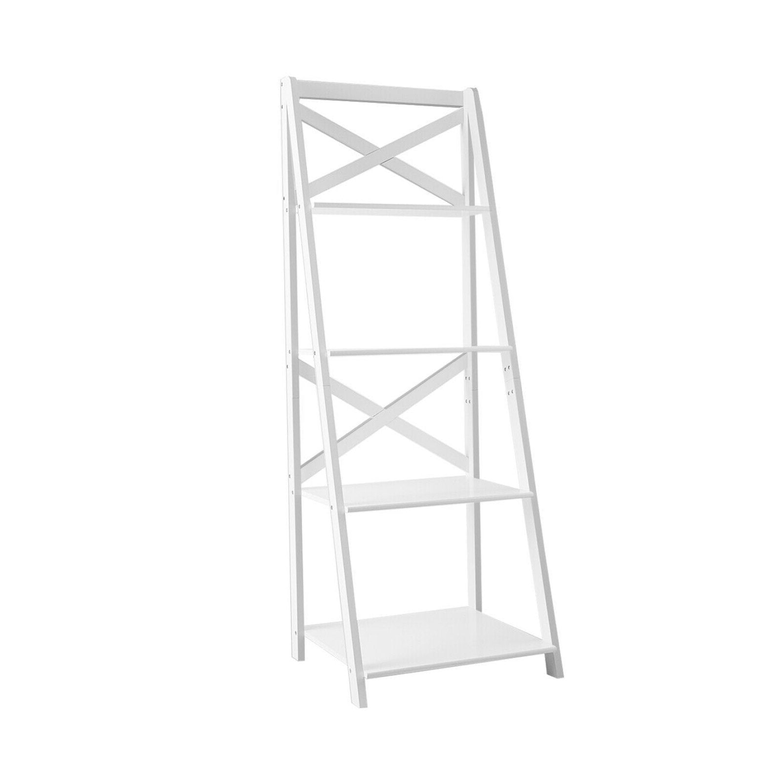 4-tier Leaning Free Standing Ladder Shelf Bookcase, White Bookcases   at Gallery Canada