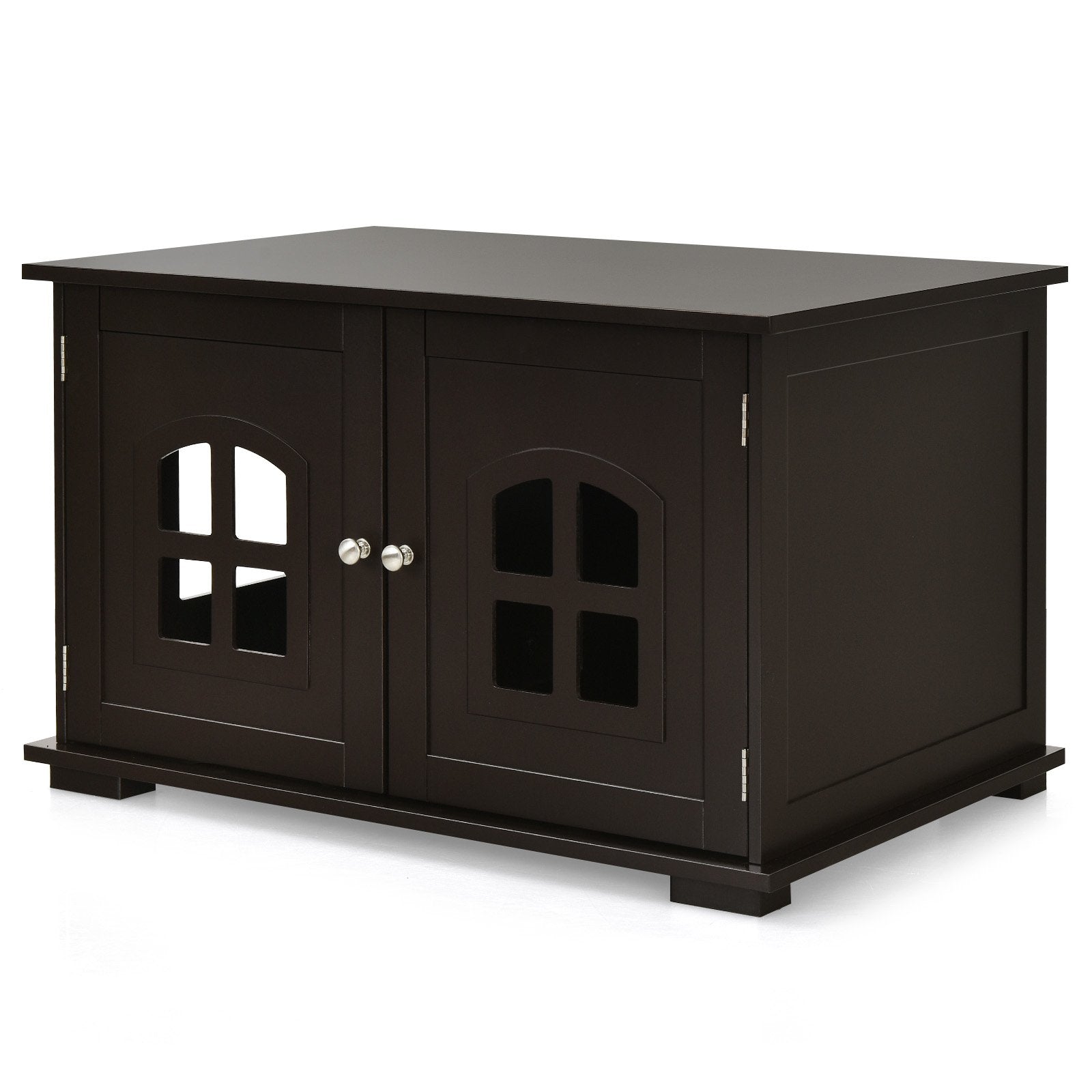 Large Wooden Cat Litter Box Enclosure Hidden Cat Washroom with Divider, Coffee - Gallery Canada