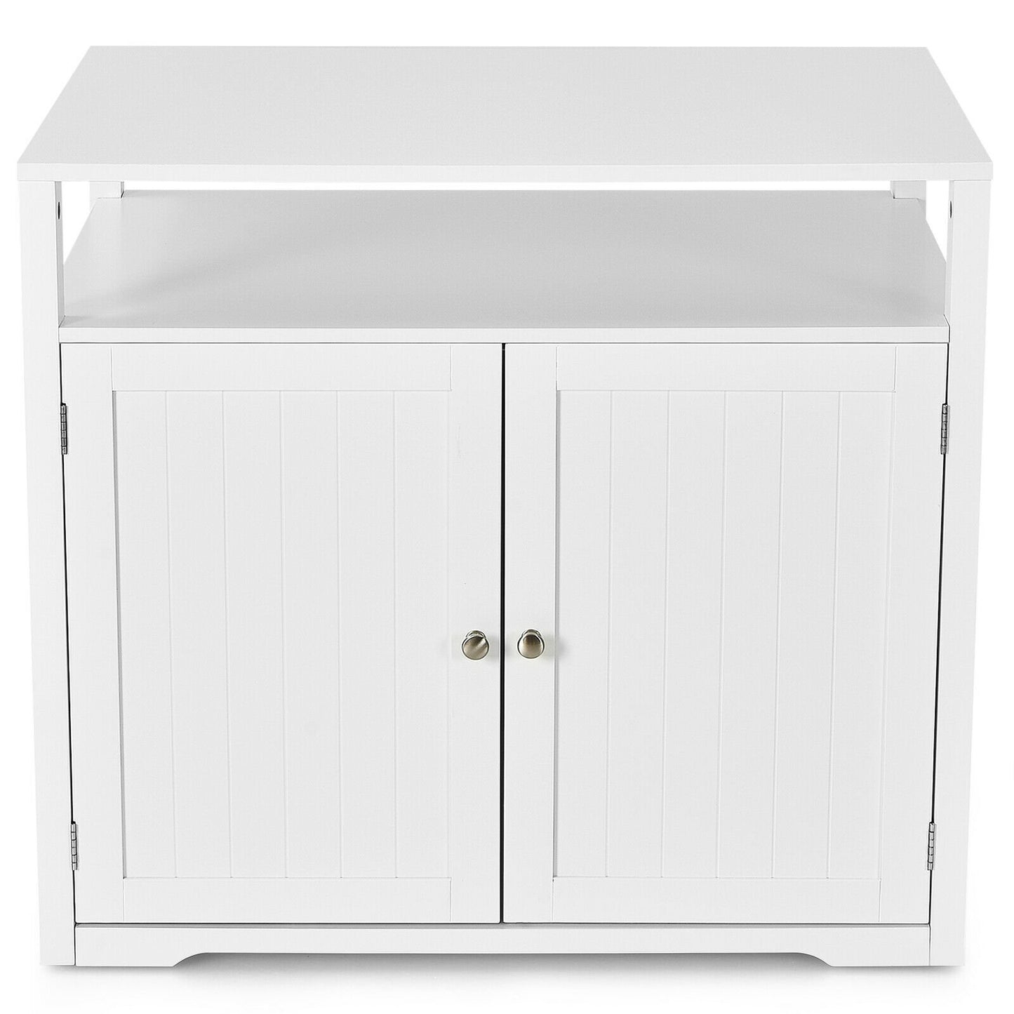 Wooden Cat Litter Box Enclosure Hidden Cat Washroom with Storage Layer, White - Gallery Canada