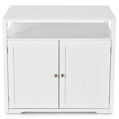 Wooden Cat Litter Box Enclosure Hidden Cat Washroom with Storage Layer, White - Gallery Canada