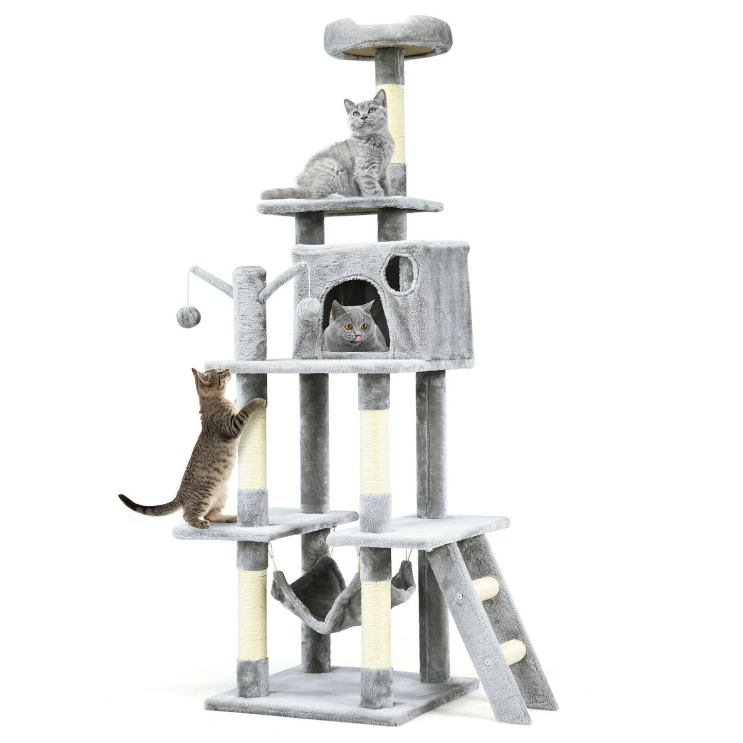 66 Inch Cat Tree Condo Kitten Multi-Level Activity Center, Gray - Gallery Canada