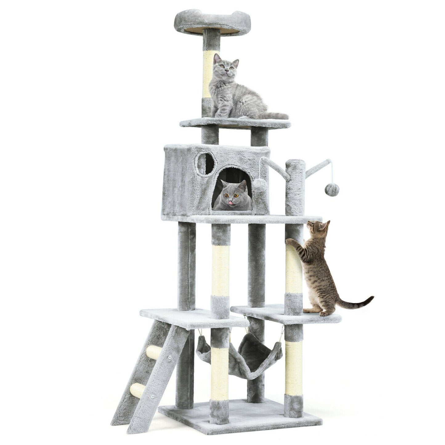 66 Inch Cat Tree Condo Kitten Multi-Level Activity Center, Gray - Gallery Canada