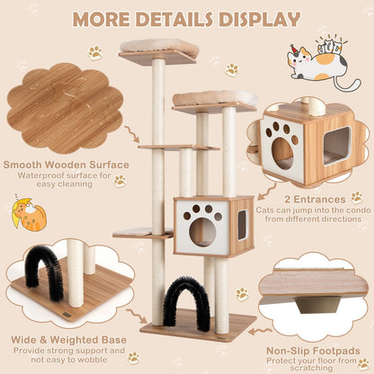 Indoor Cat Tree Tower with Platform Scratching Posts, Beige - Gallery Canada