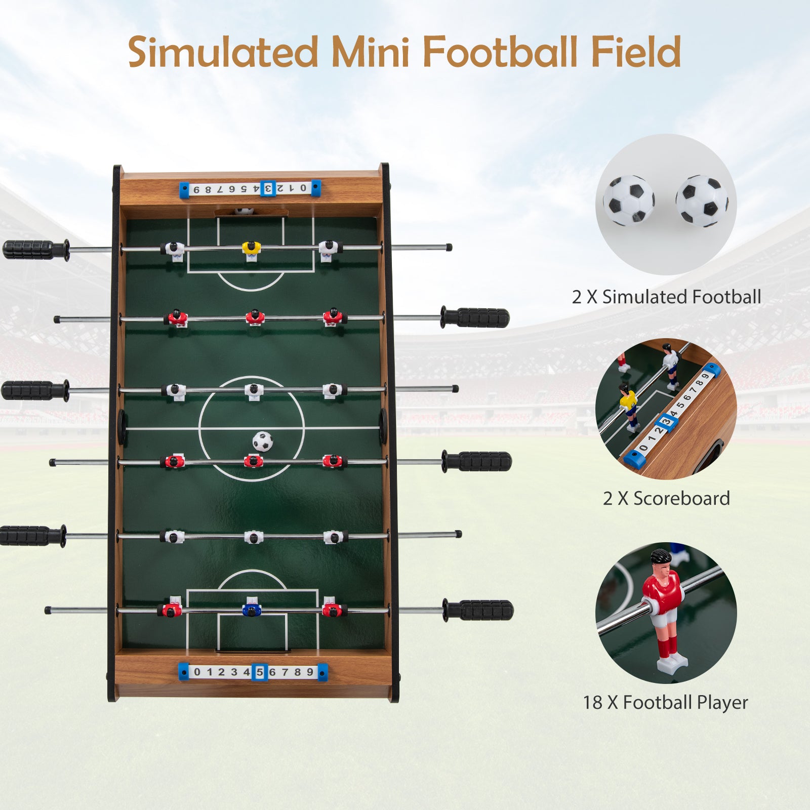 27 Inch Foosball Table Mini Tabletop Soccer Game, Brown Game Room at Gallery Canada