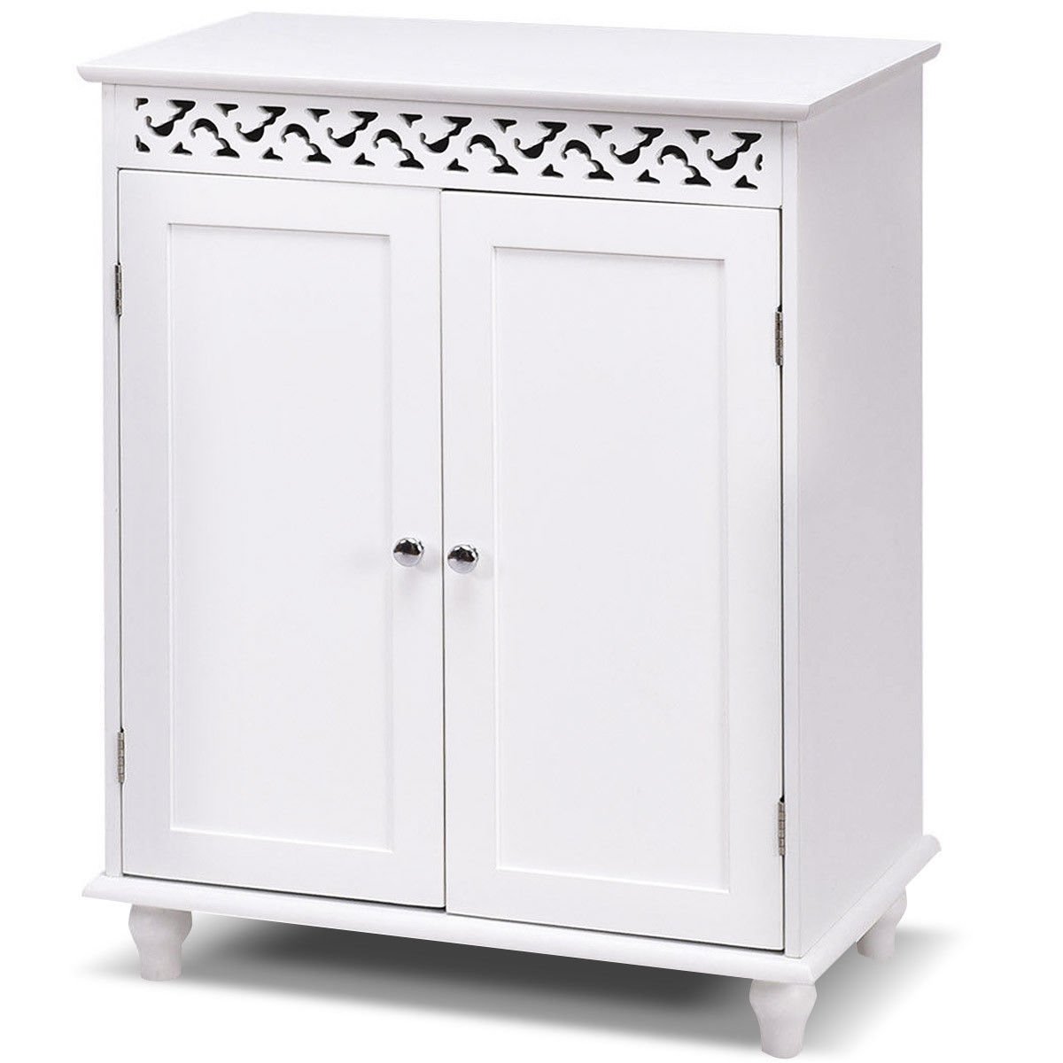 White Wooden 2-Door Storage Cabinet Cupboard, White Floor Cabinets   at Gallery Canada