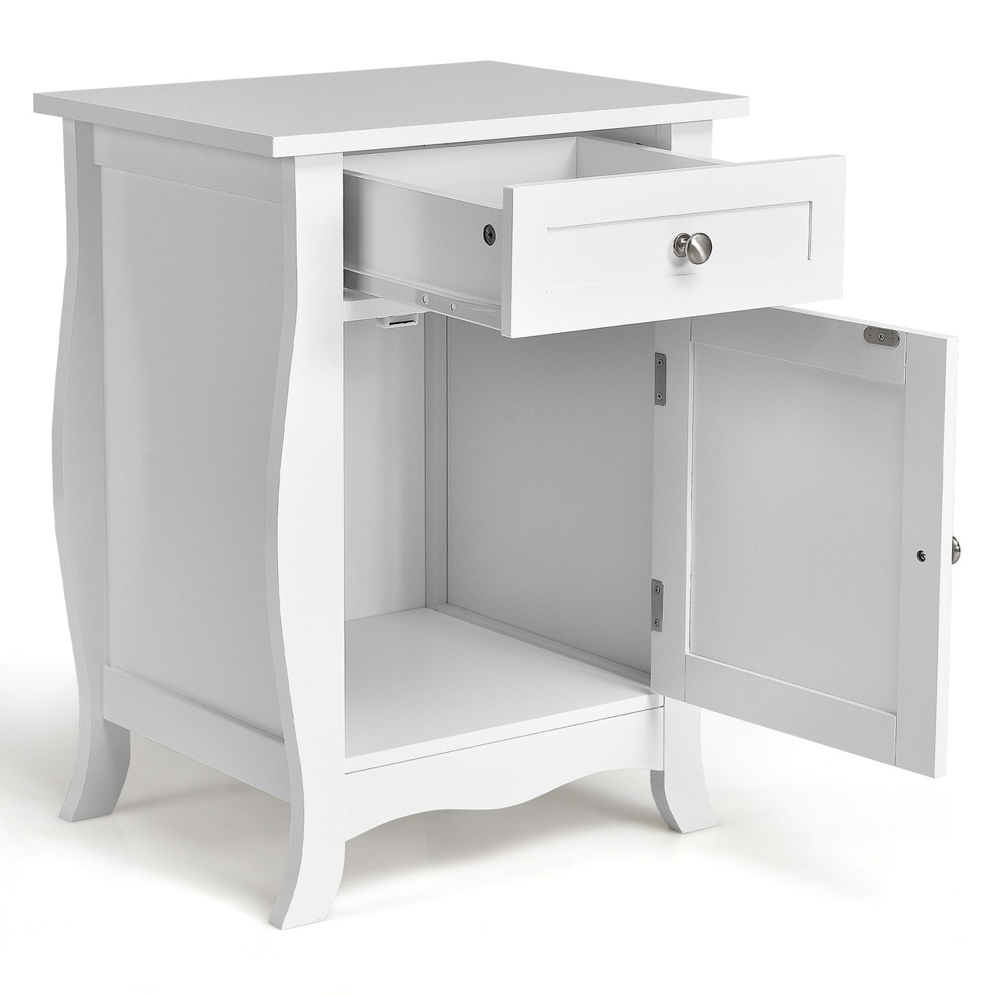 Wooden Accent End Table with Drawer Storage Cabinet Nightstand, White Nightstands at Gallery Canada