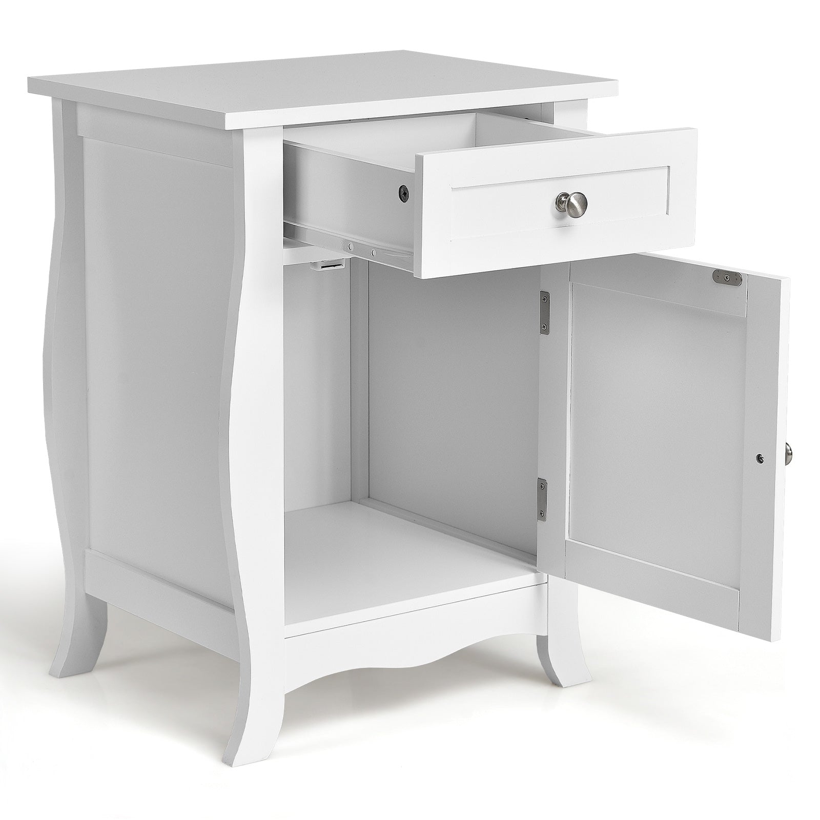 Wooden Accent End Table with Drawer Storage Cabinet Nightstand, White Nightstands at Gallery Canada