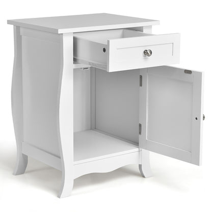 Wooden Accent End Table with Drawer Storage Cabinet Nightstand, White Nightstands at Gallery Canada