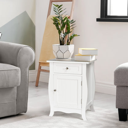 Wooden Accent End Table with Drawer Storage Cabinet Nightstand, White Nightstands at Gallery Canada