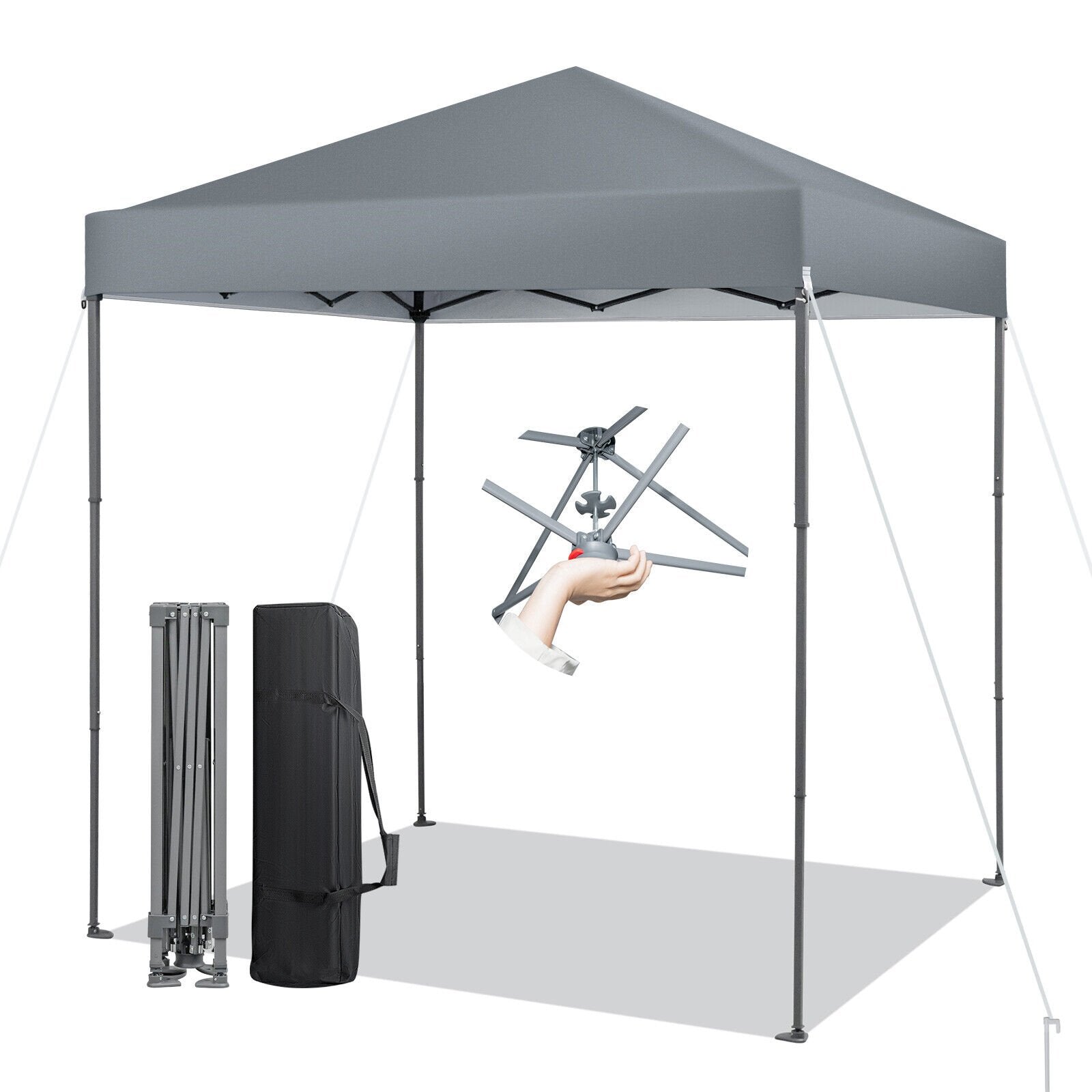 6.6 x 6.6 Feet Outdoor Pop-up Canopy Tent with UPF 50+ Sun Protection, Gray Canopies   at Gallery Canada